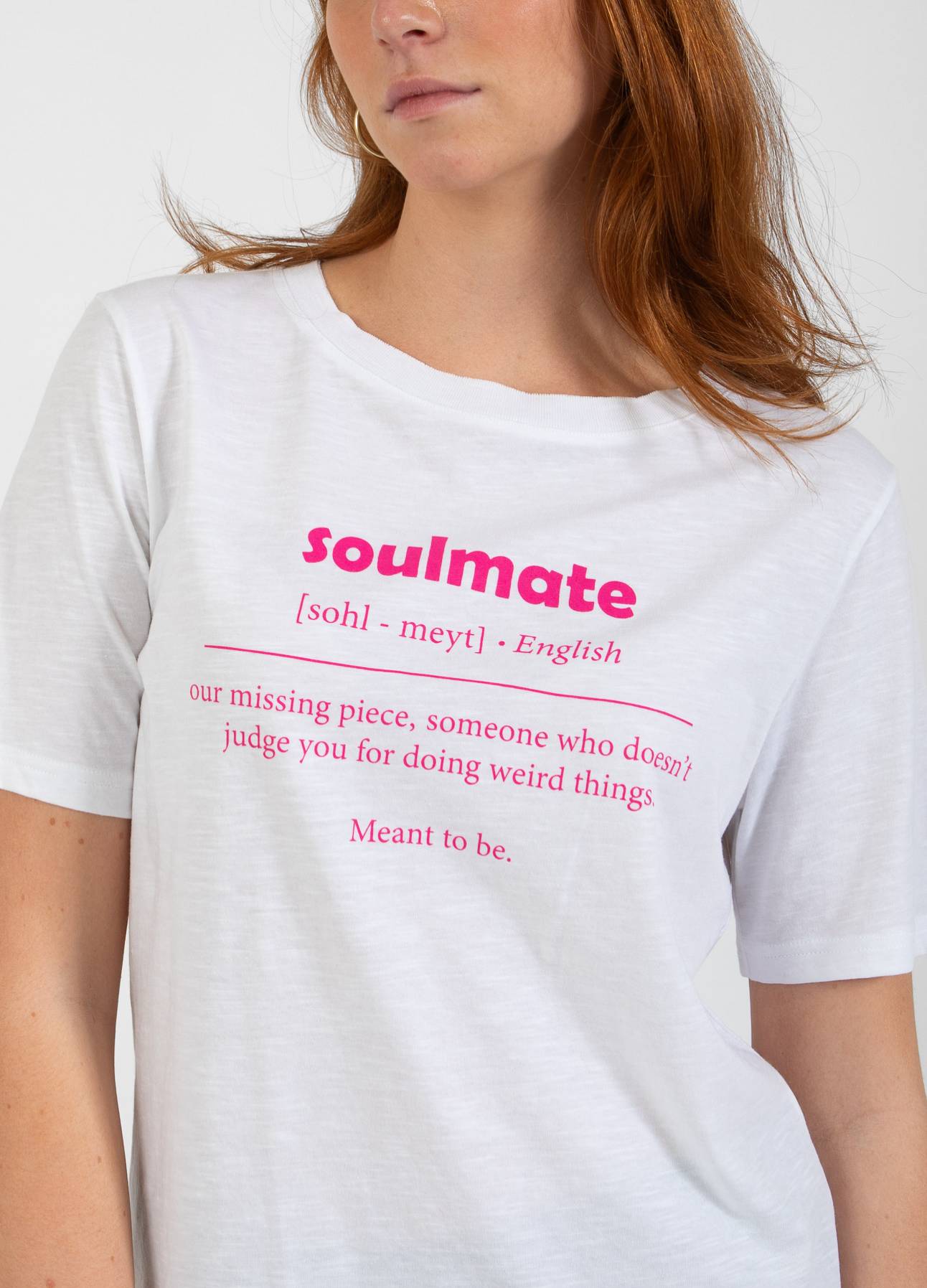 CC HEART SOULMATE T-SHIRT - MELLEM ÆRME - White Levere
