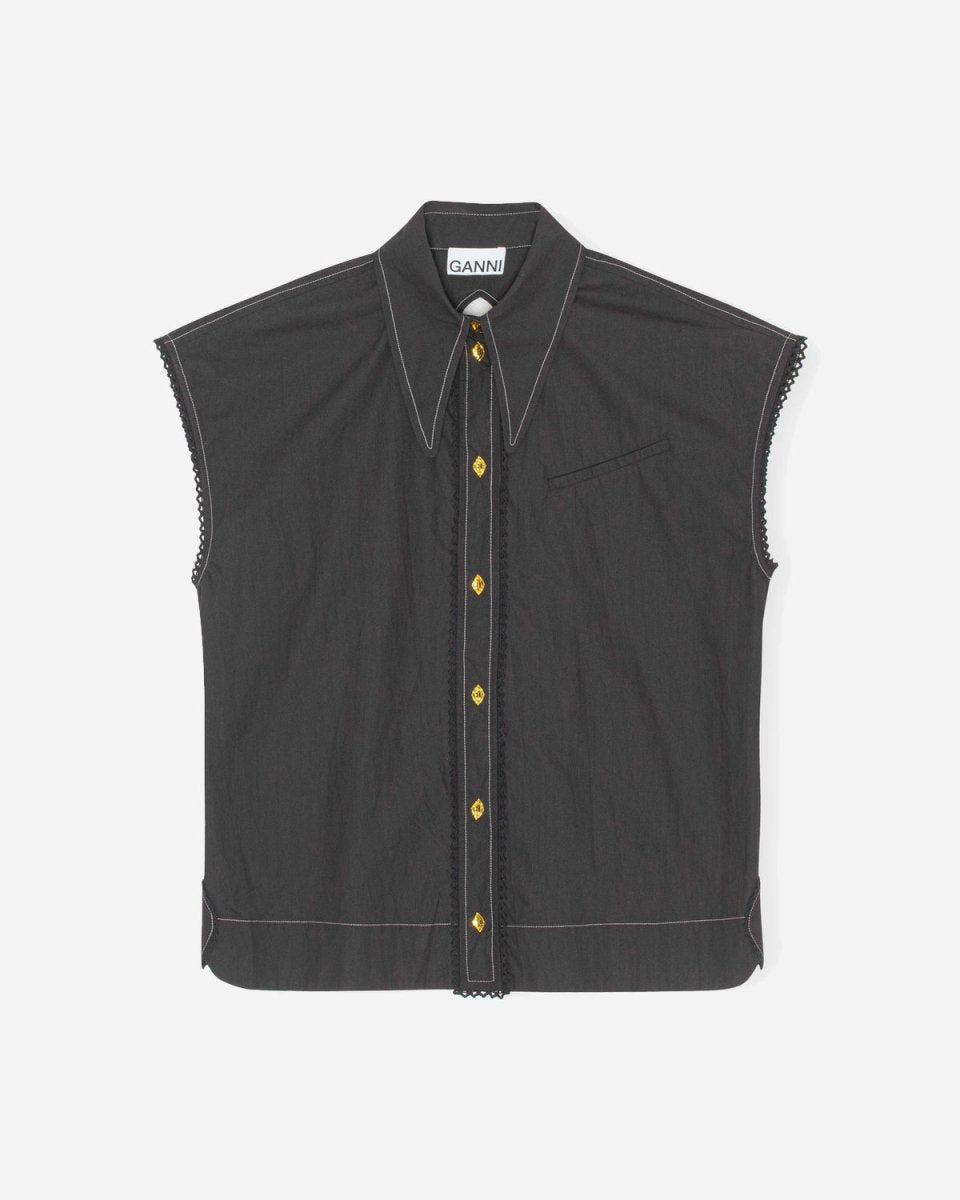 Sleeveless Diamond Shirt - Black