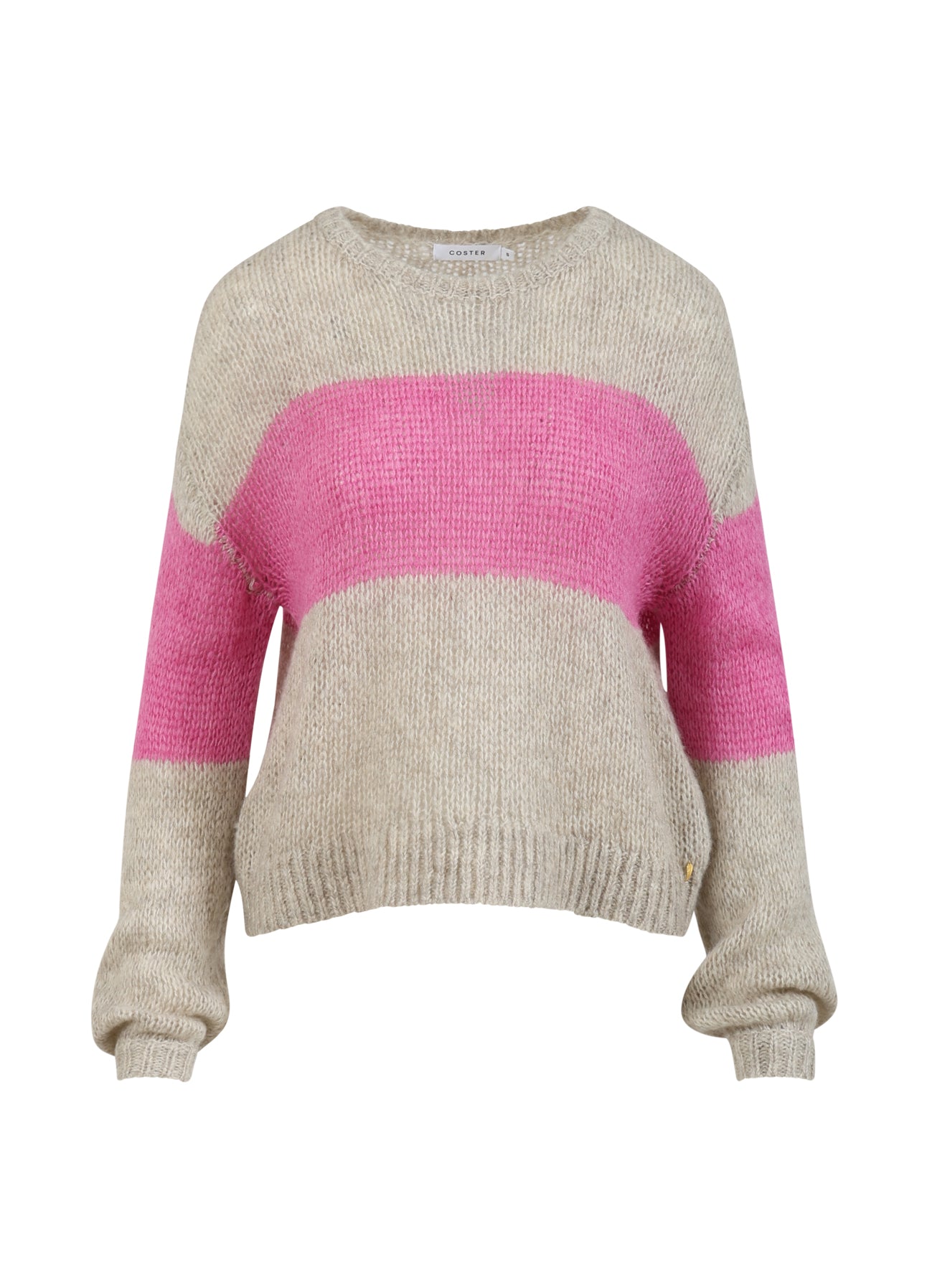 STRIK MED STOR STRIBE - Sand / Magenta