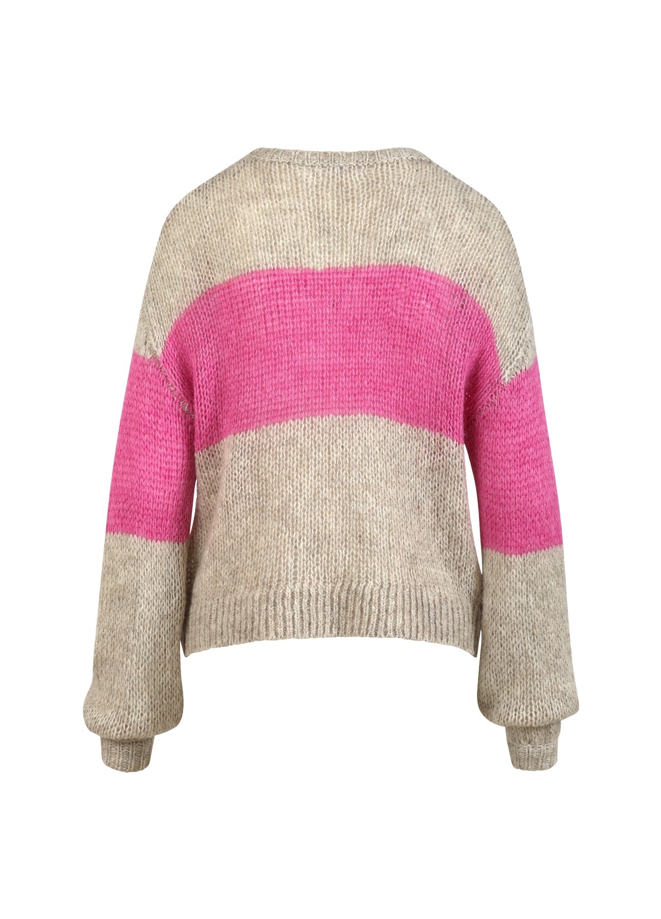 STRIK MED STOR STRIBE - Sand / Magenta