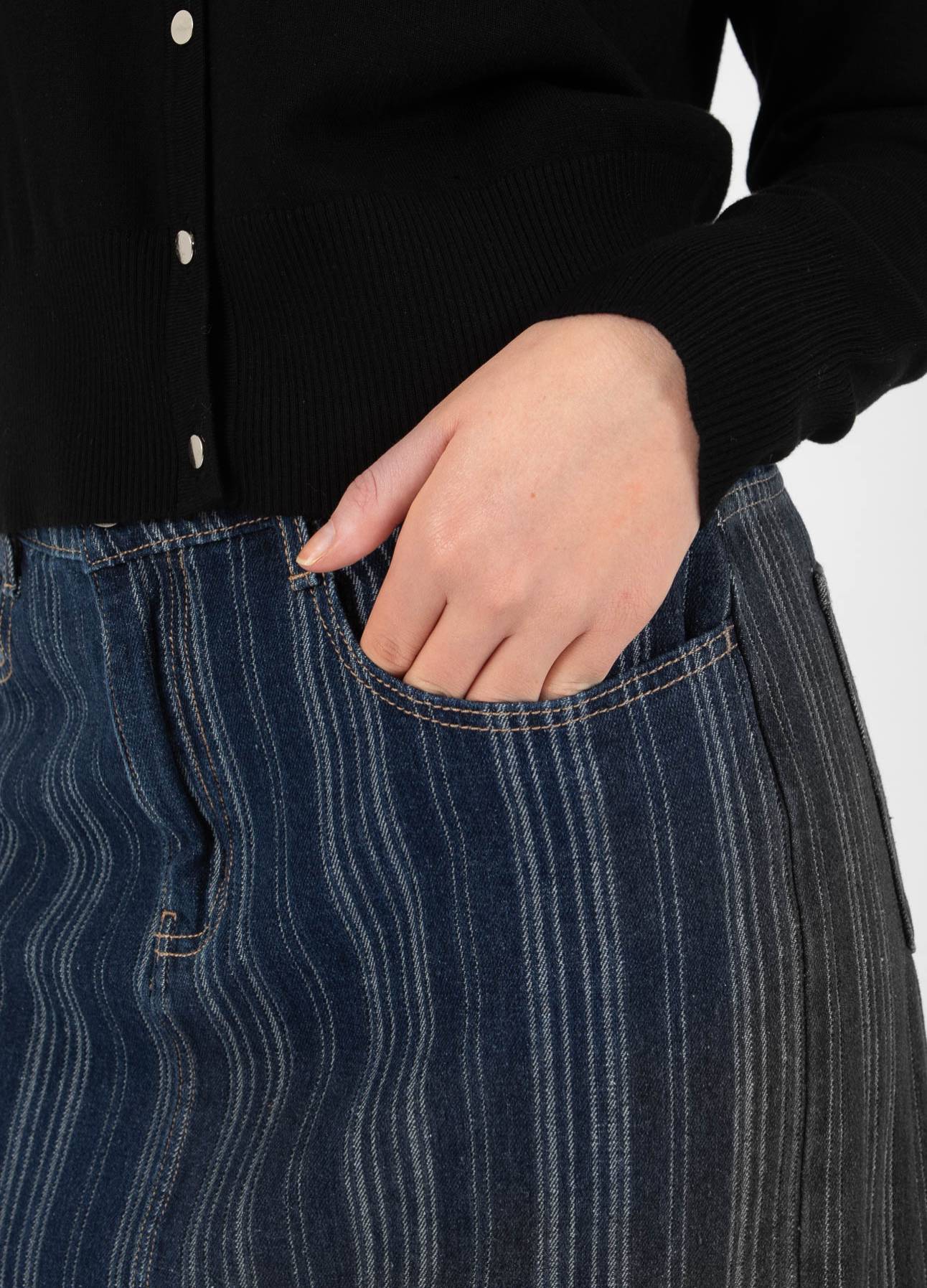 CC HEART ALAIA LANG NEDERDEL - Dark blue stripe denim Online Hot Salg