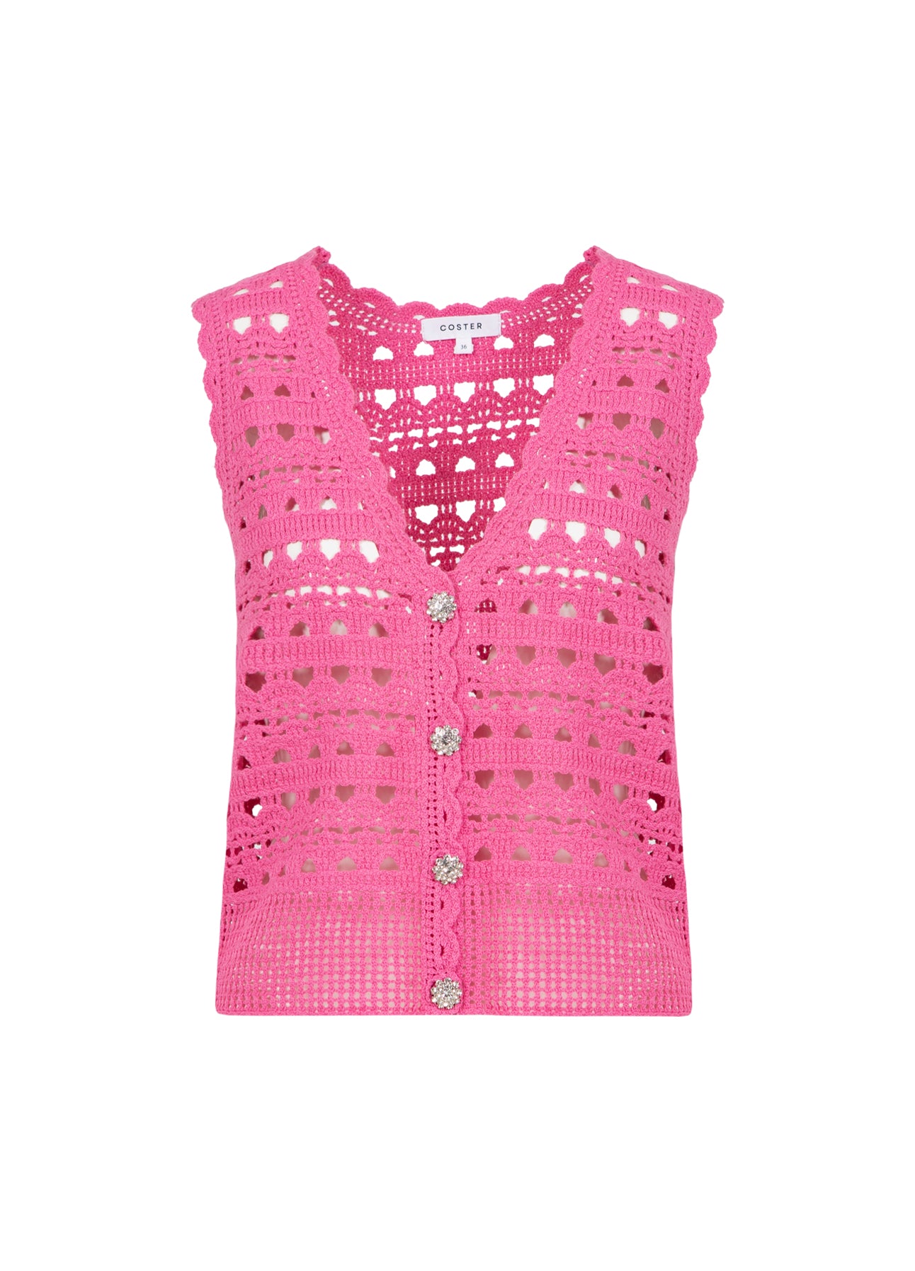 STRIKKET POINTELLE VEST - Bon bon pink