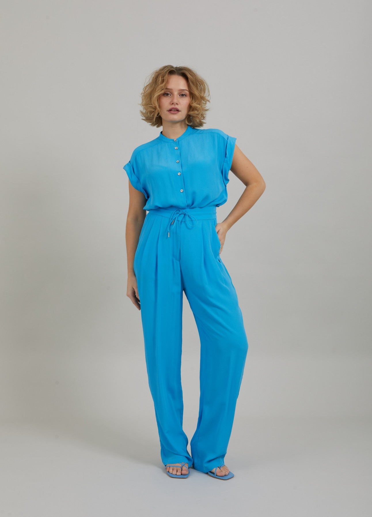 BUKSER M. LÆG OG I ACETATE - STELLA FIT - Blue lagune
