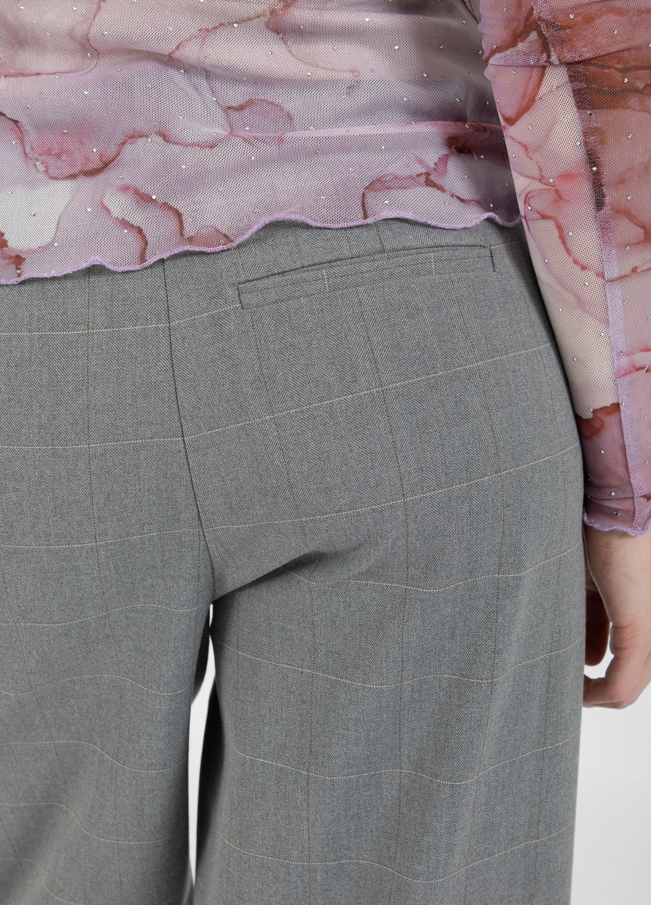 BUKSER MED BREDE BEN - PETRA PASFORM - Light grey check