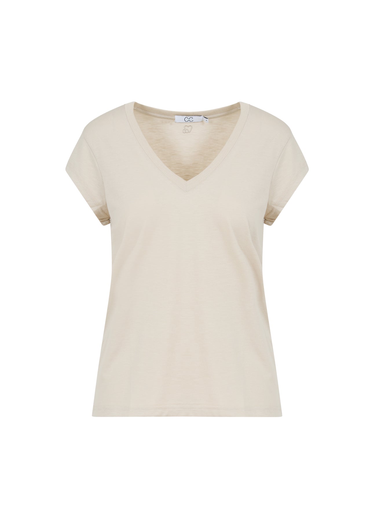CC HEART V-HALS T-SHIRT - Light khaki