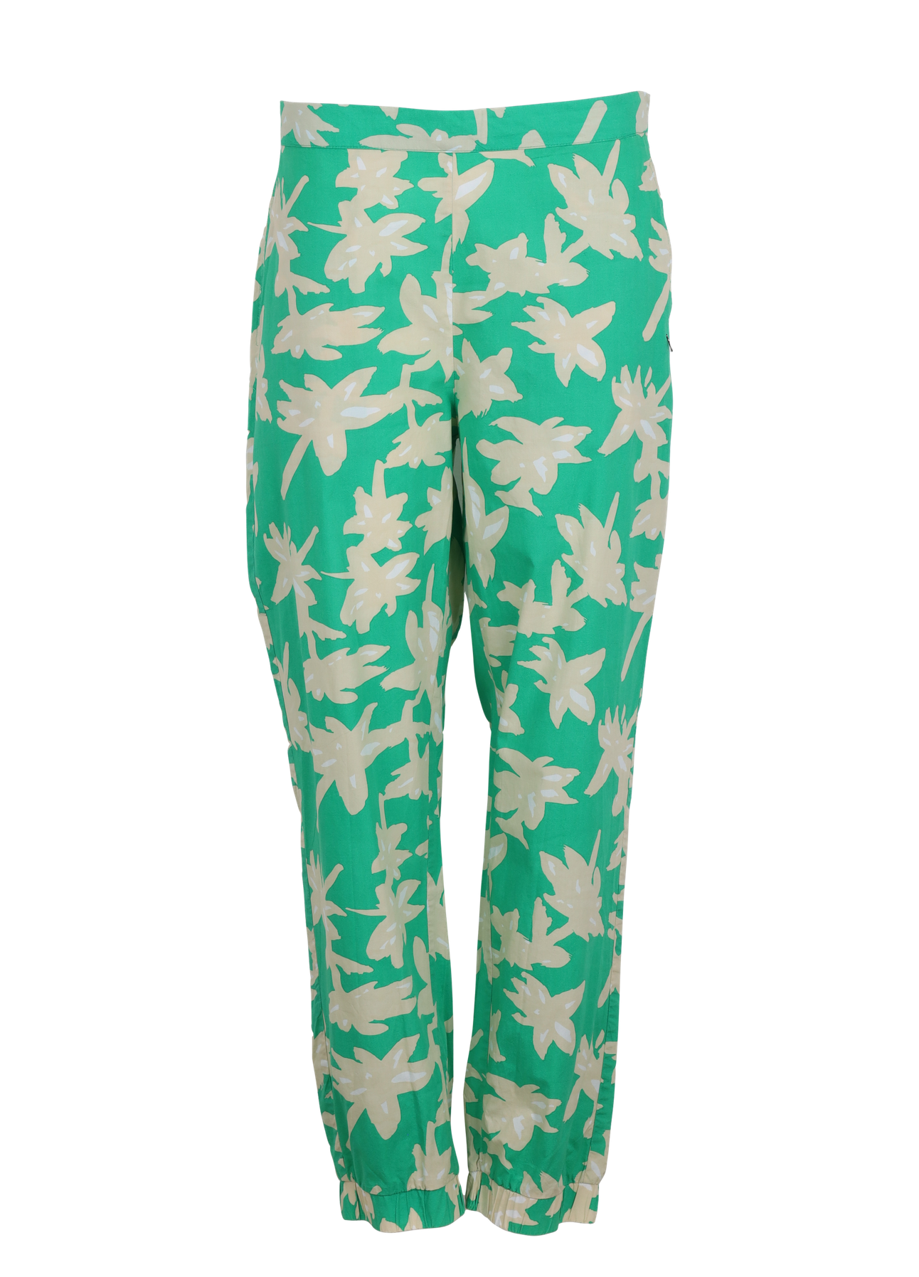 PRE-LOVED AFSLAPPEDE BUKSER M. WILD FLOWER PRINT - SILLE FIT