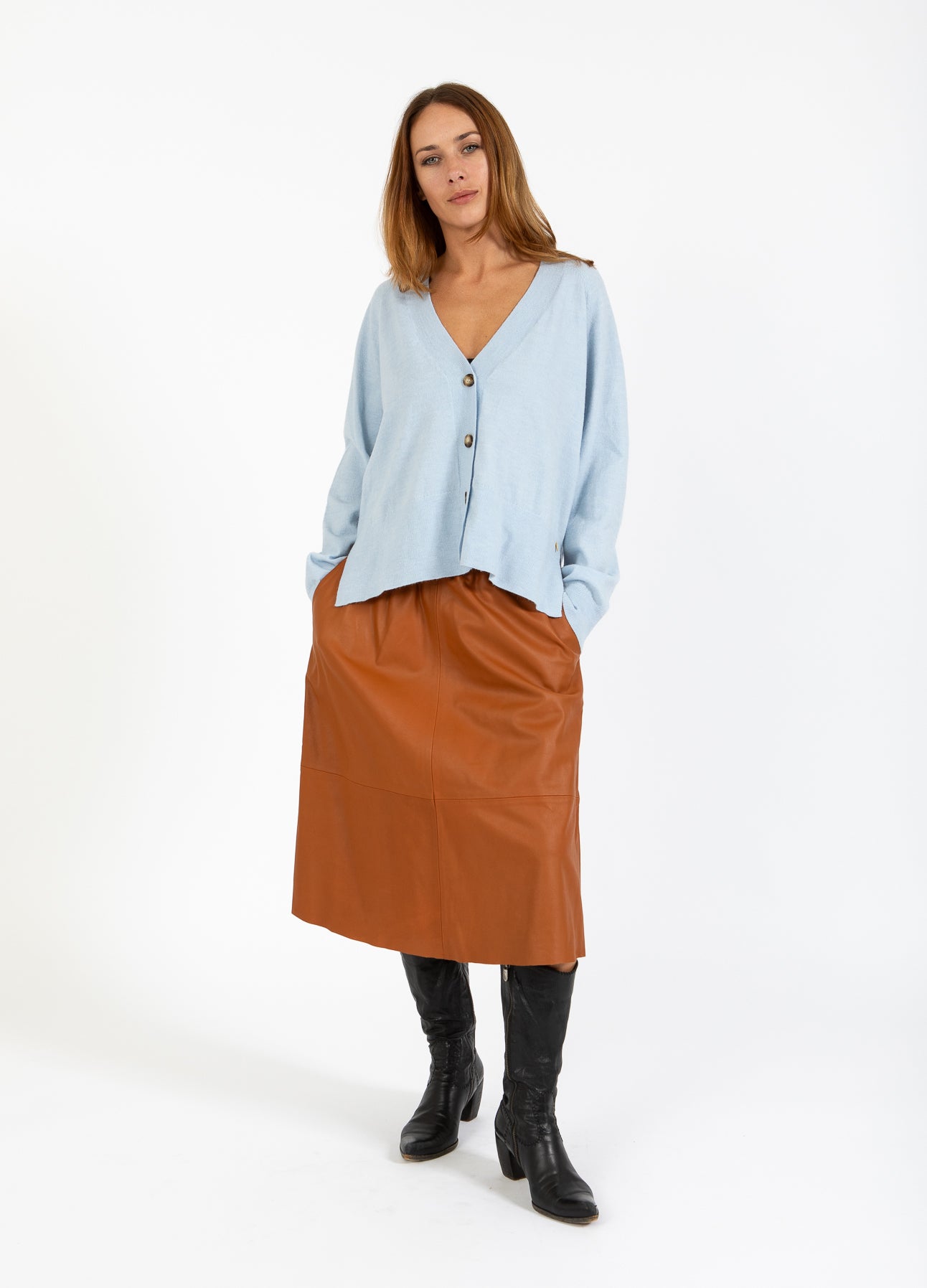 STRIKKET CARDIGAN - COMFY KNIT - Ice blue