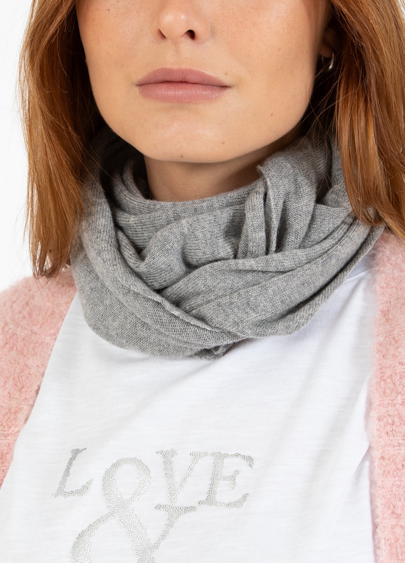 CC HEART SOFT TREKANT TØRKLÆDE - Grey melange