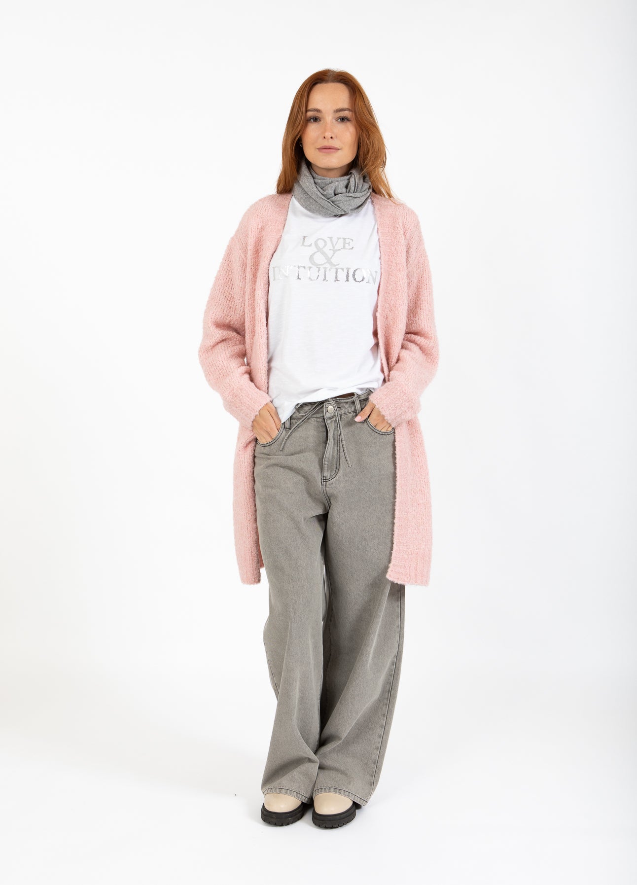 CC HEART SOFT TREKANT TØRKLÆDE - Grey melange