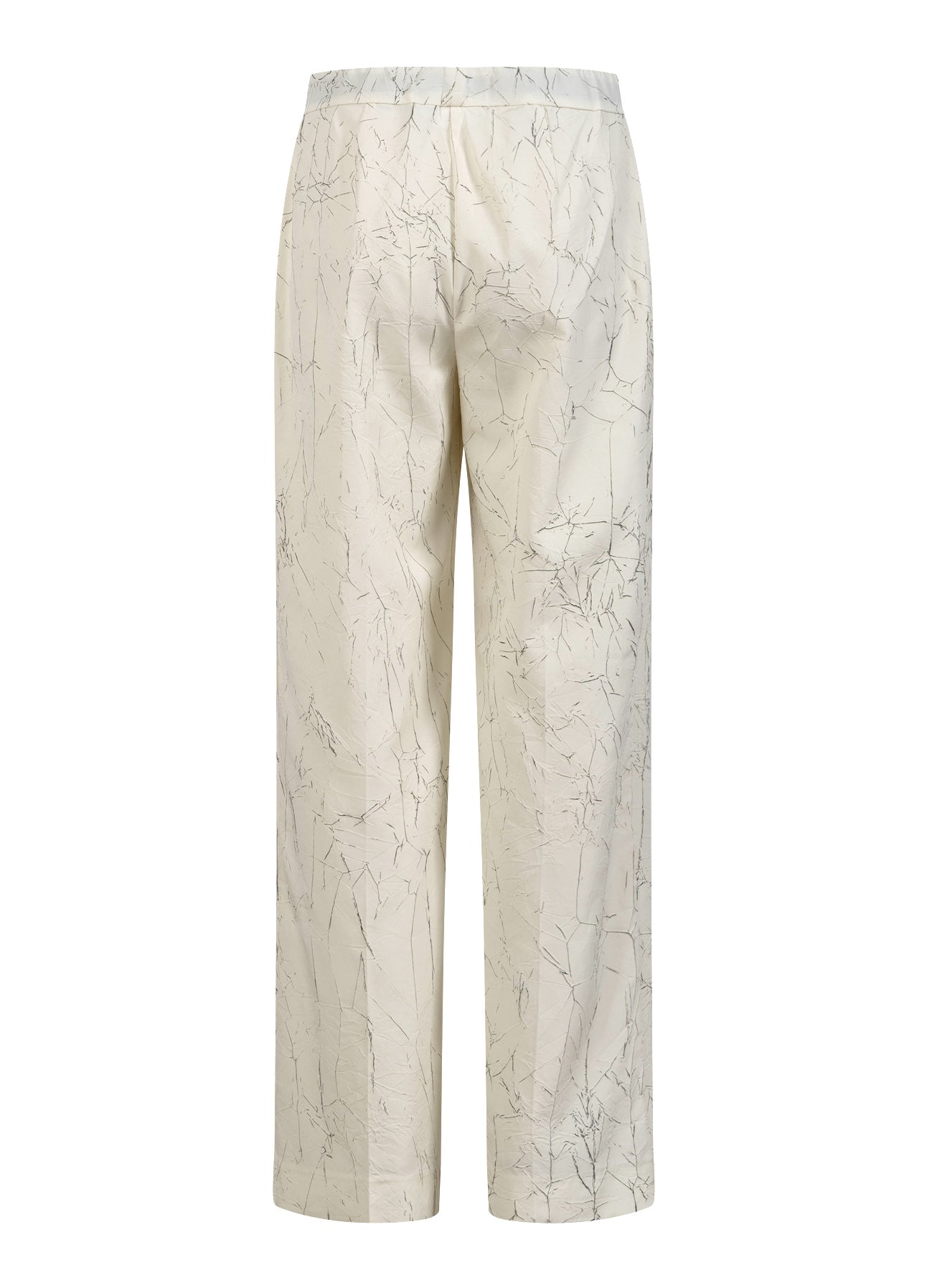 RYNKEDE BUKSER - PETRA FIT - Creme/black crinkle Rabat