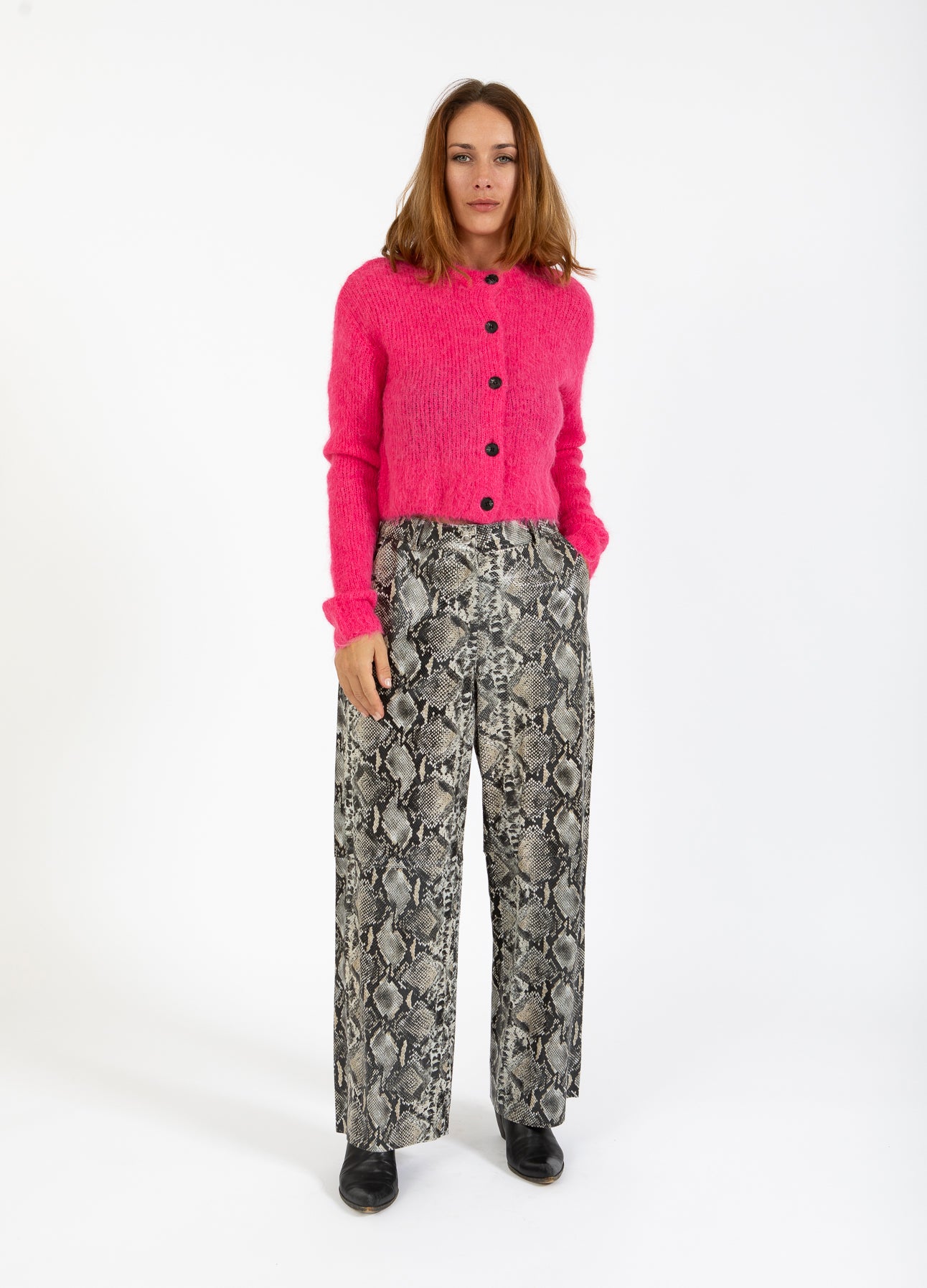 SLANGEPRINT LÆDERBUKSER - PETRA FIT - Snake print