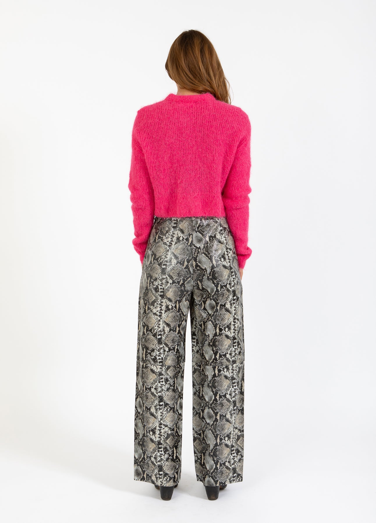 SLANGEPRINT LÆDERBUKSER - PETRA FIT - Snake print