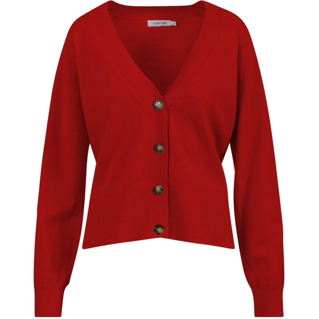 STRIKKET CARDIGAN - COMFY KNIT - Scarlet red