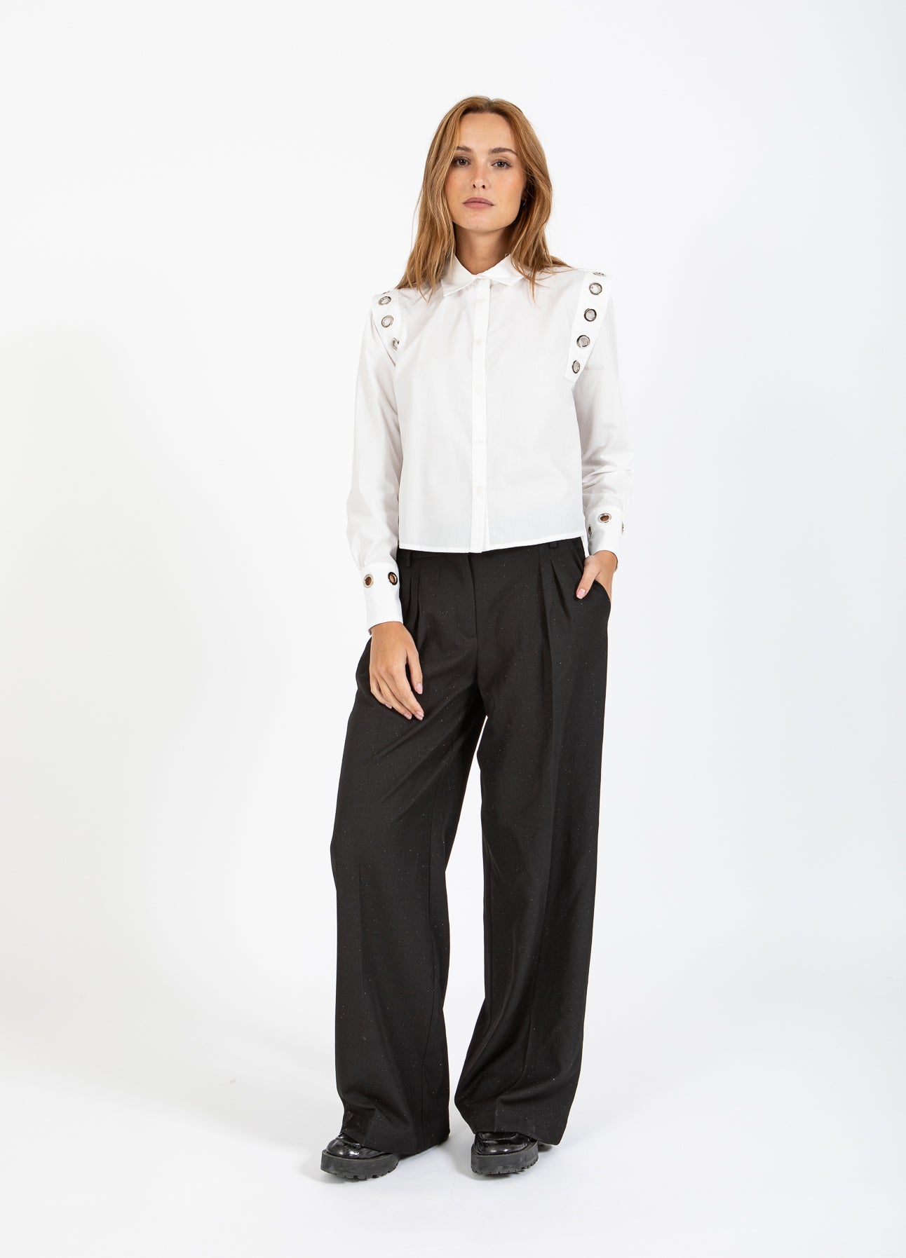 BRED SHIMMERBUKSER - PETRA FIT - Black