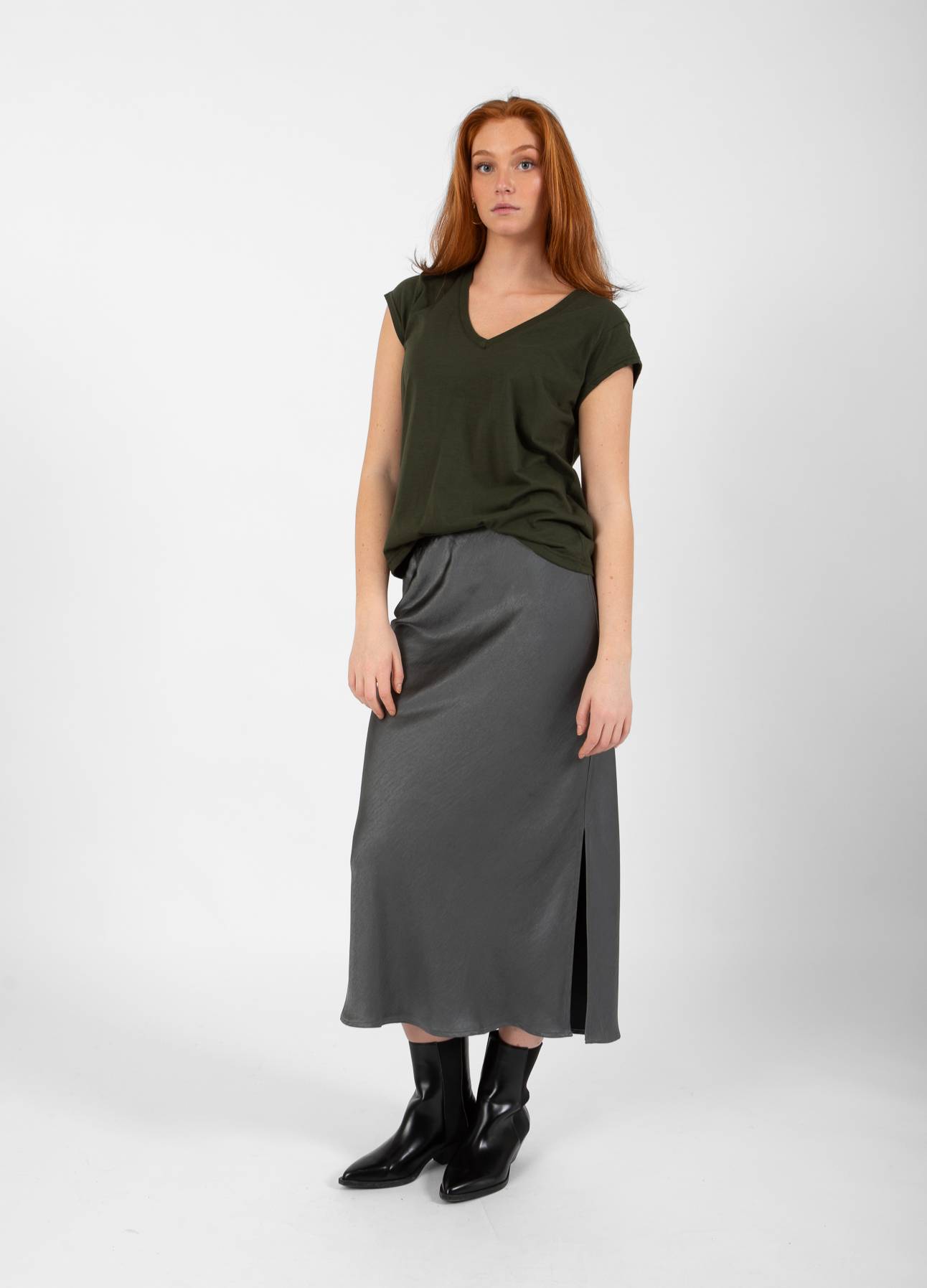 CC HEART V-HALS T-SHIRT - Hunter Green
