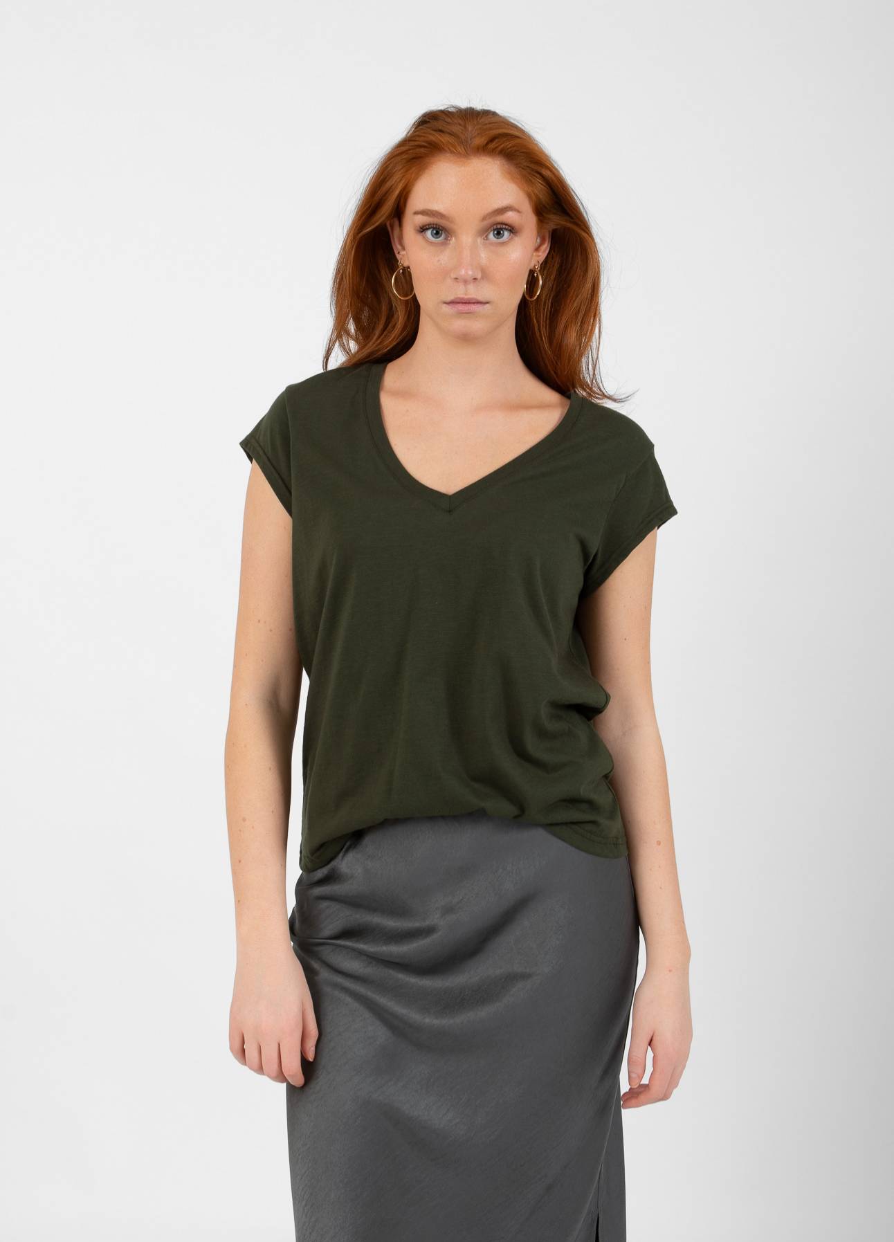 CC HEART V-HALS T-SHIRT - Hunter Green