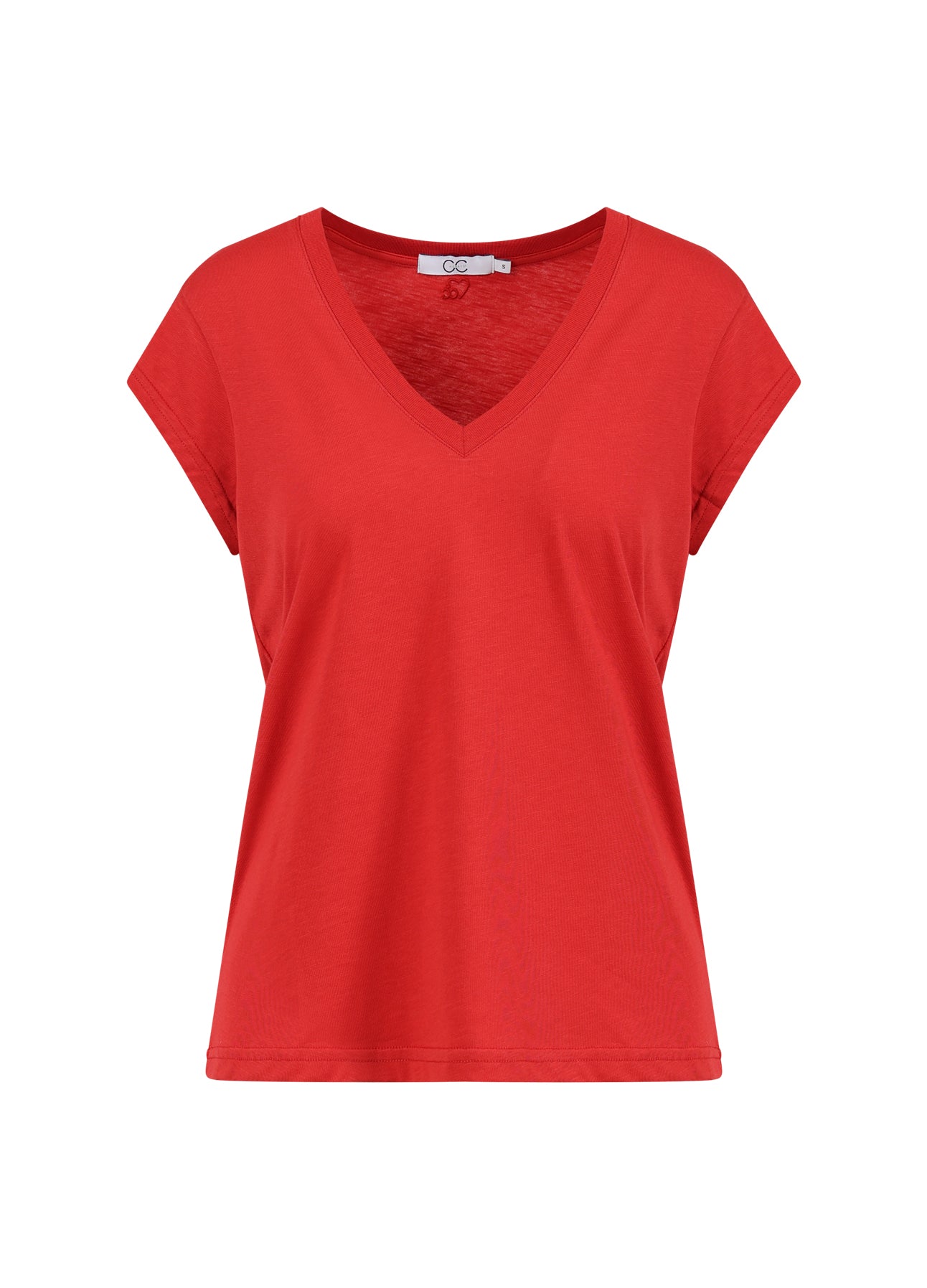CC HEART V-HALS T-SHIRT - Berry red
