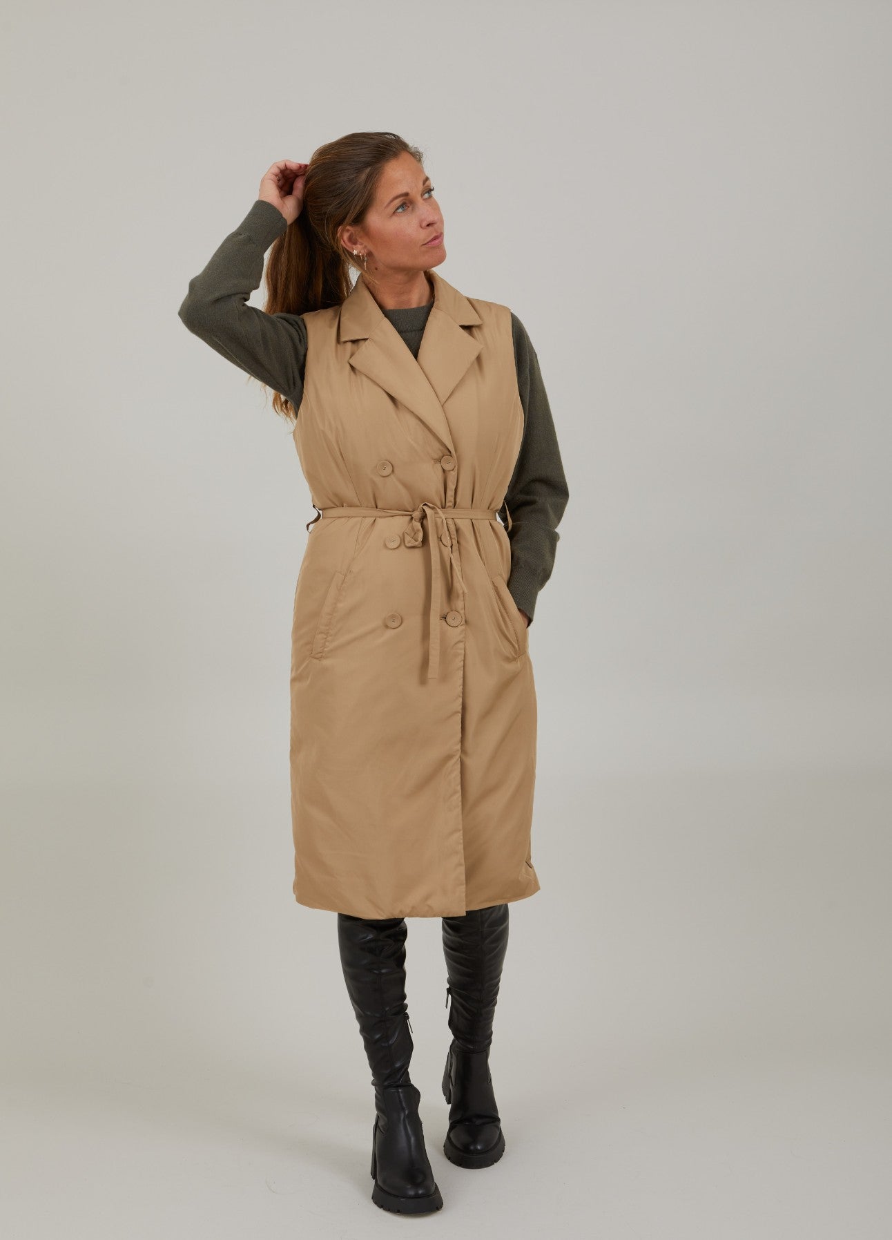 POLSTRET LANG VEST - Golden hazel
