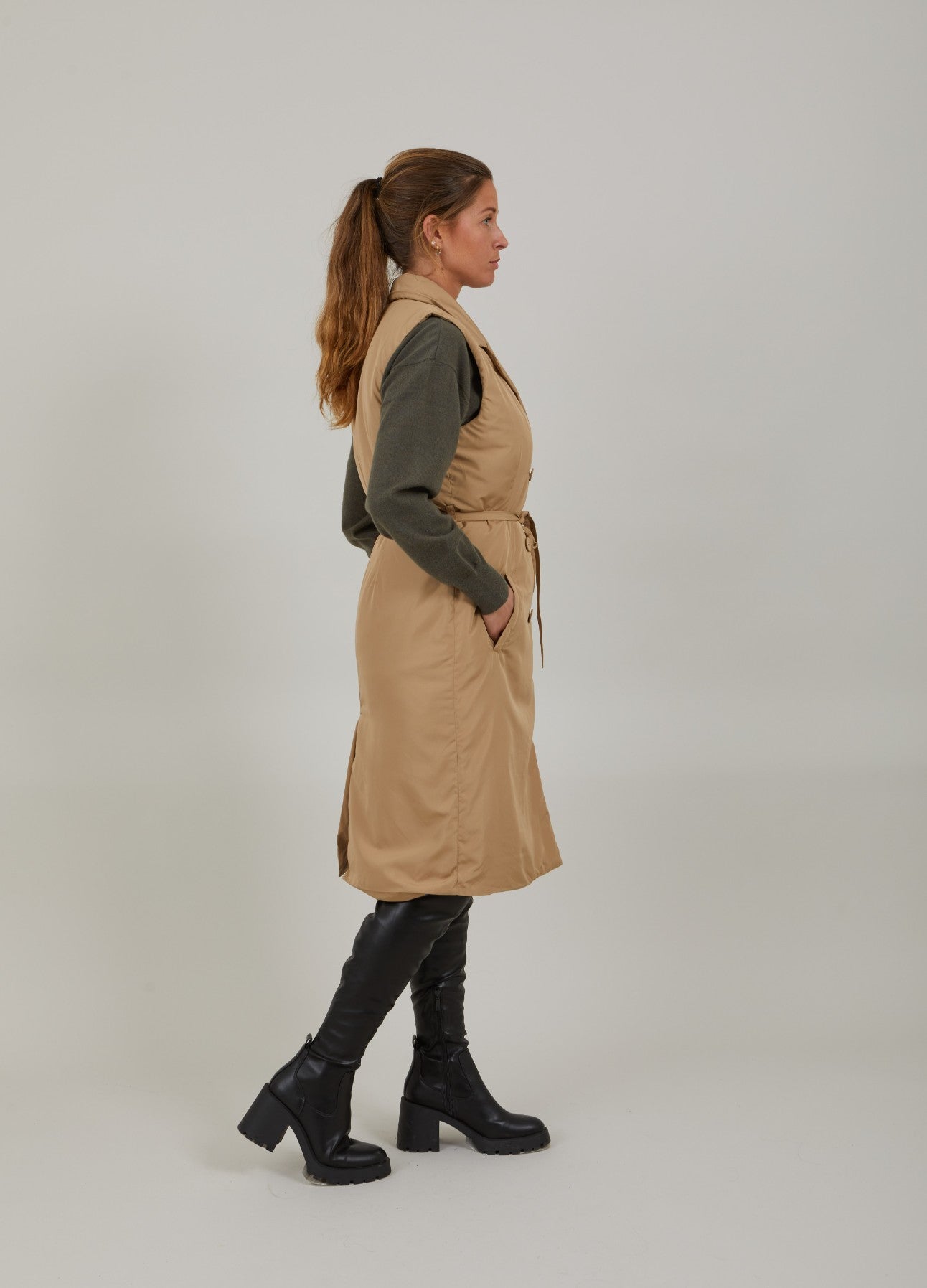 POLSTRET LANG VEST - Golden hazel