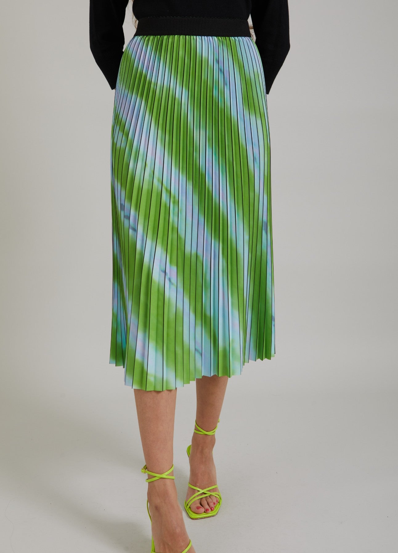 PLISSERET NEDERDEL M. FADED STRIPE PRINT - Faded stripe print