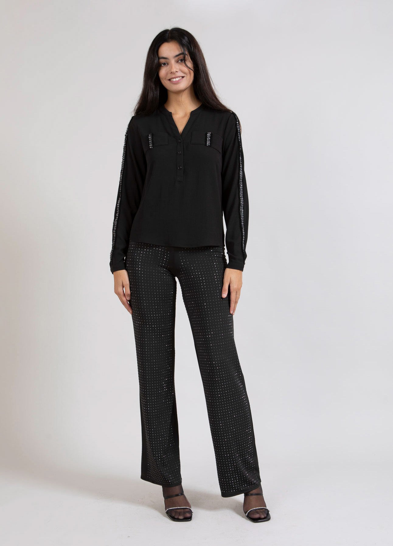 RHINSTEN BUKSER - MYNTE FIT - Black Levere