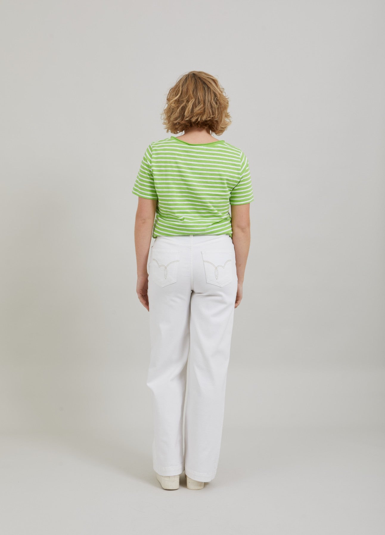 T-SHIRT M. STRIBER - MEDIUM LANGE ÆRMER - Flashy green stripe