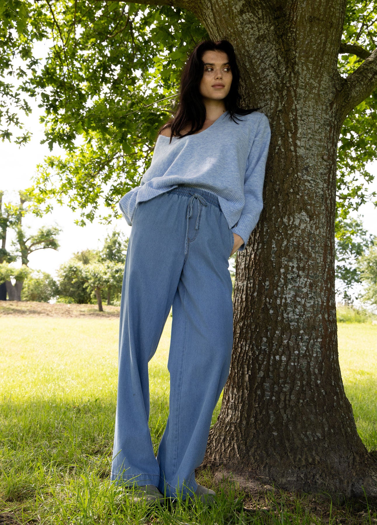 CC HEART EMERIE V-HALS SWEATER - Light grey melange