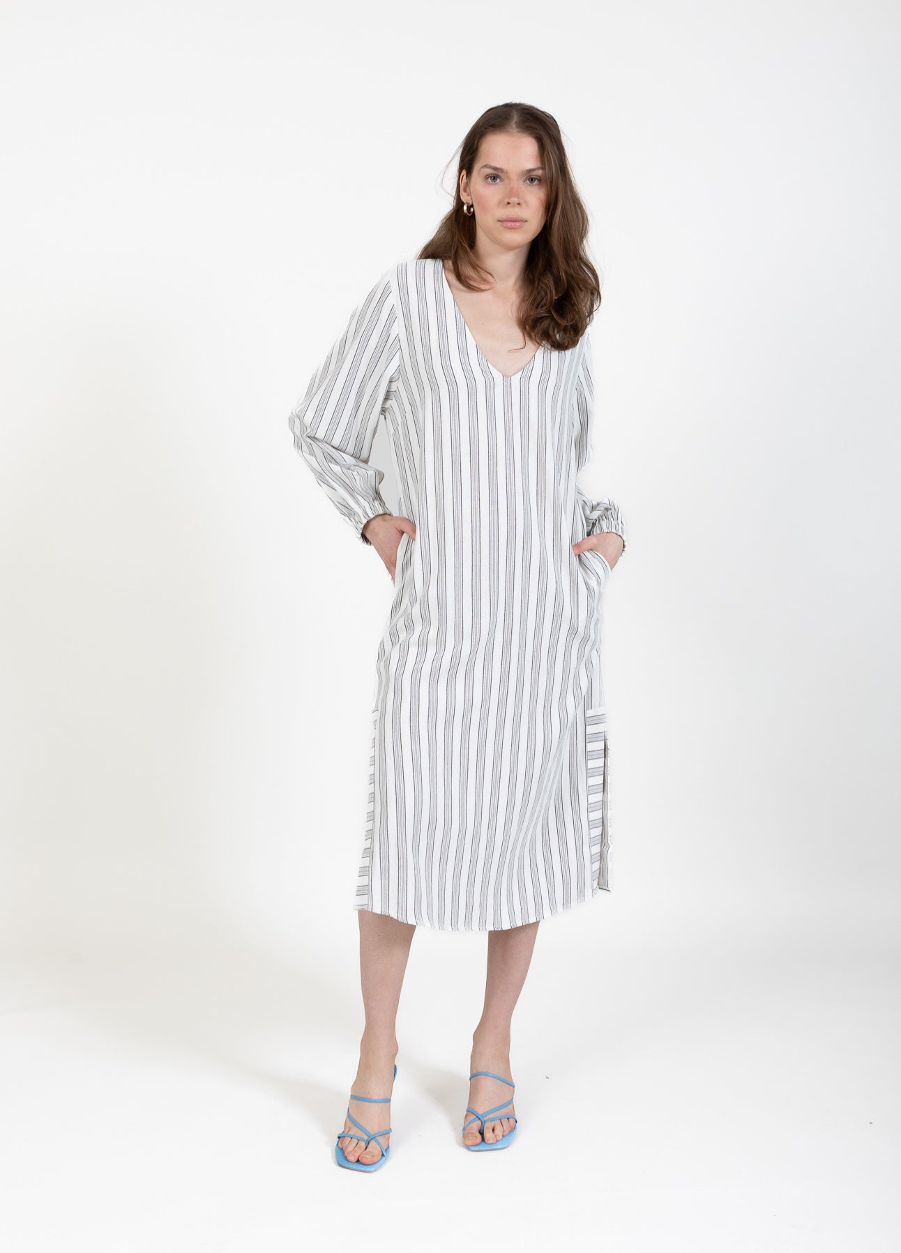 CC HEART LINA LØS KJOLE I HØR LOOK - Cream/black stripes