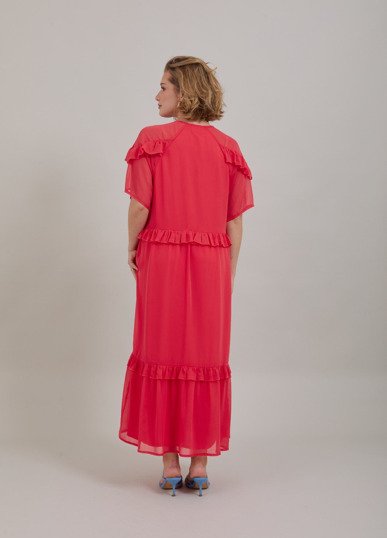 LANG KJOLE M. FLÆSER - Coral pink
