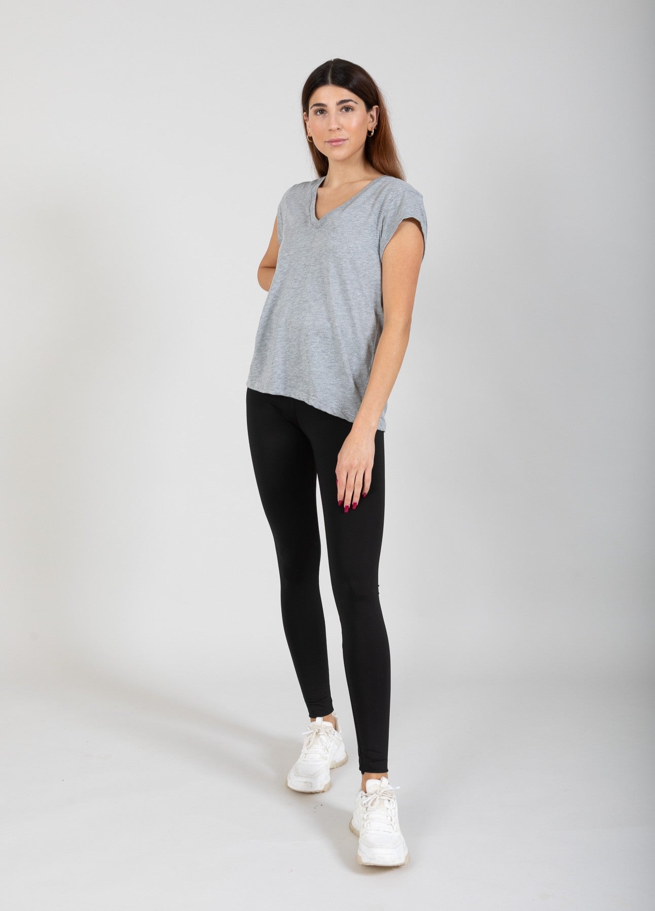 CC HEART V-HALS T-SHIRT - Light grey melange