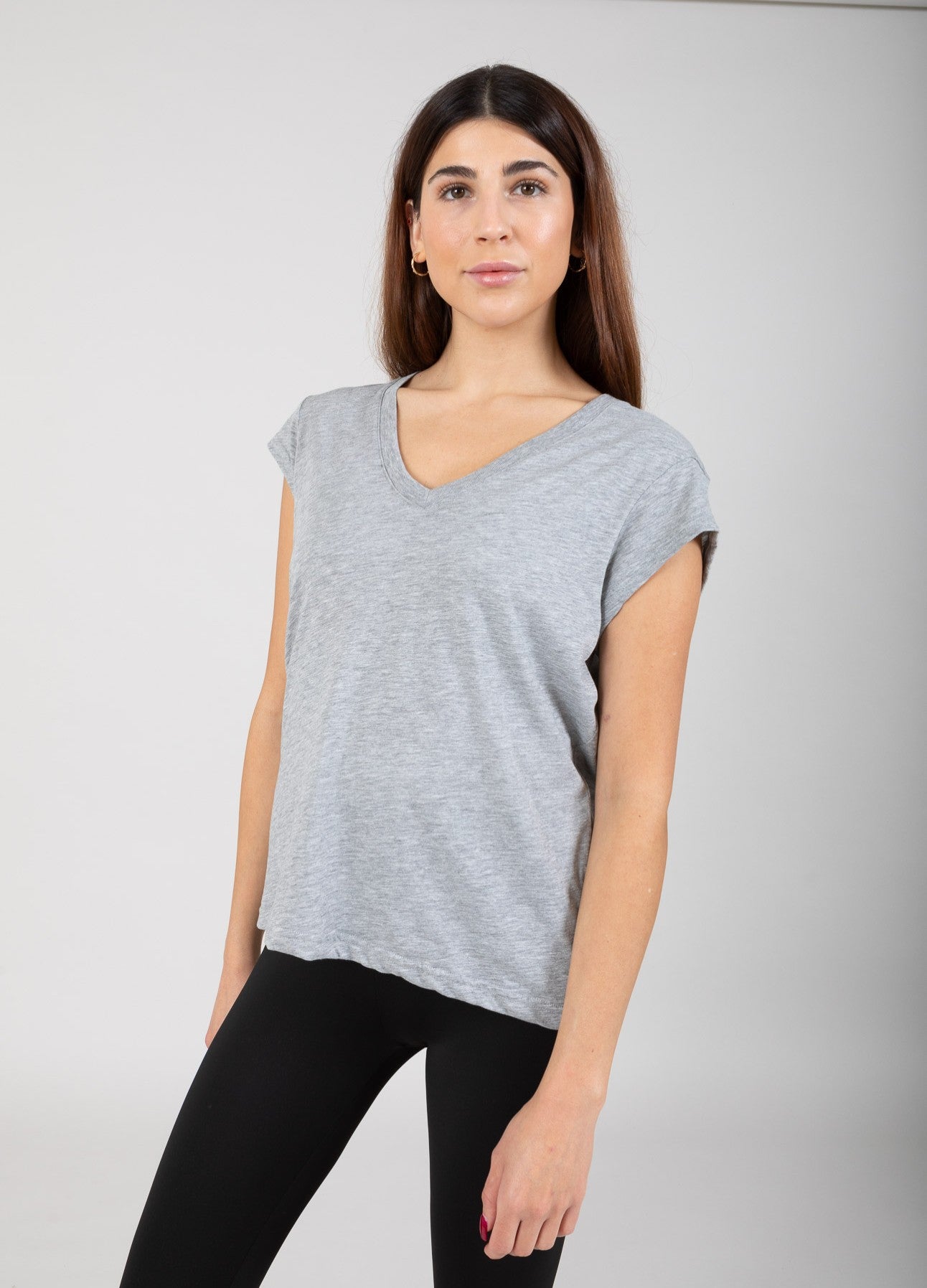 CC HEART V-HALS T-SHIRT - Light grey melange