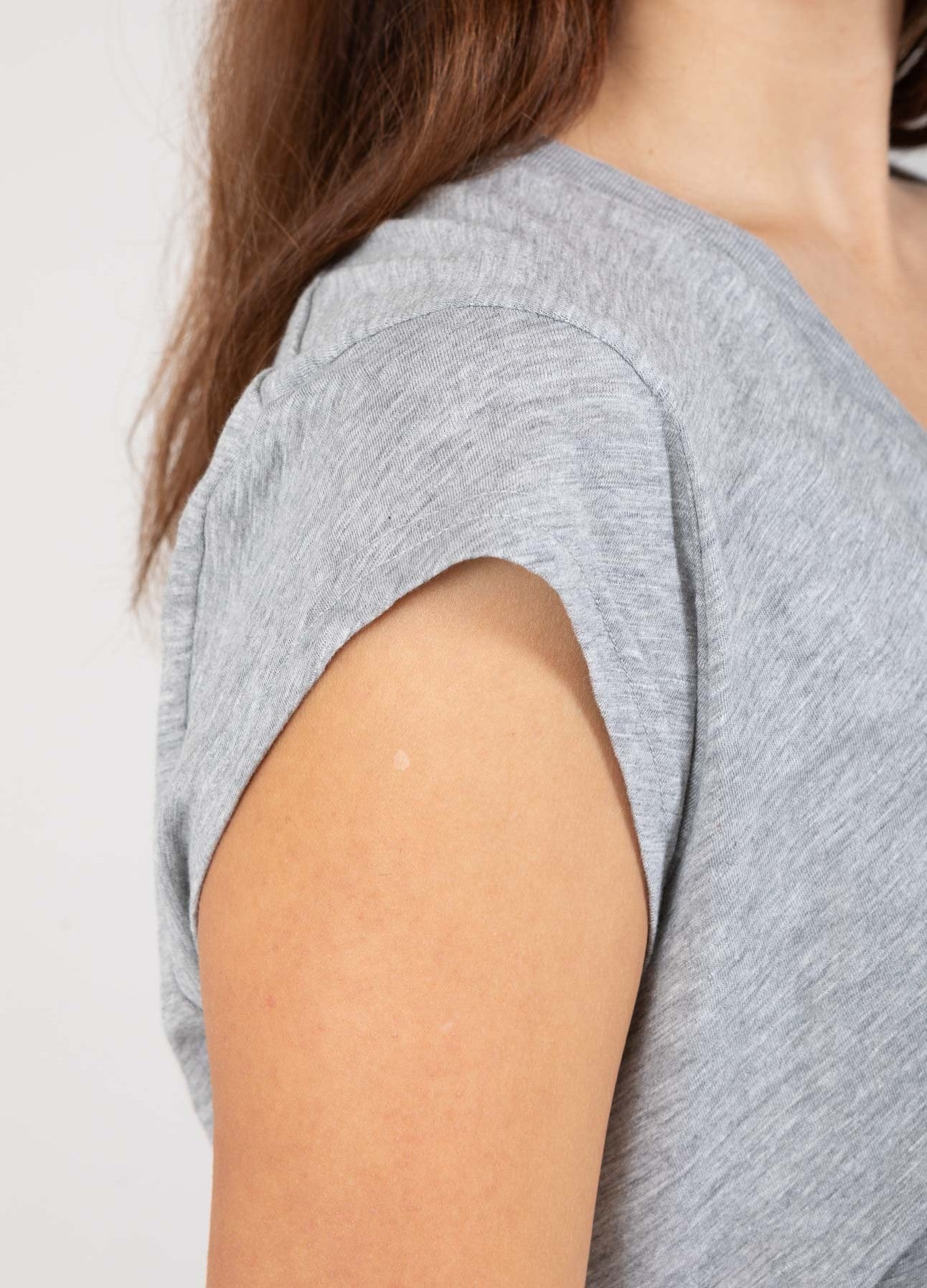 CC HEART V-HALS T-SHIRT - Light grey melange