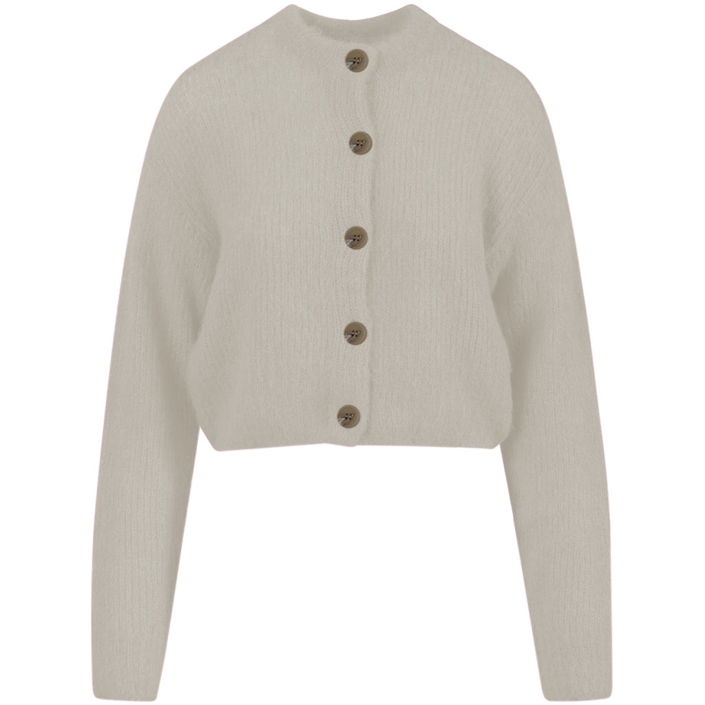 CROPPED STRIKKET CARDIGAN - Creme