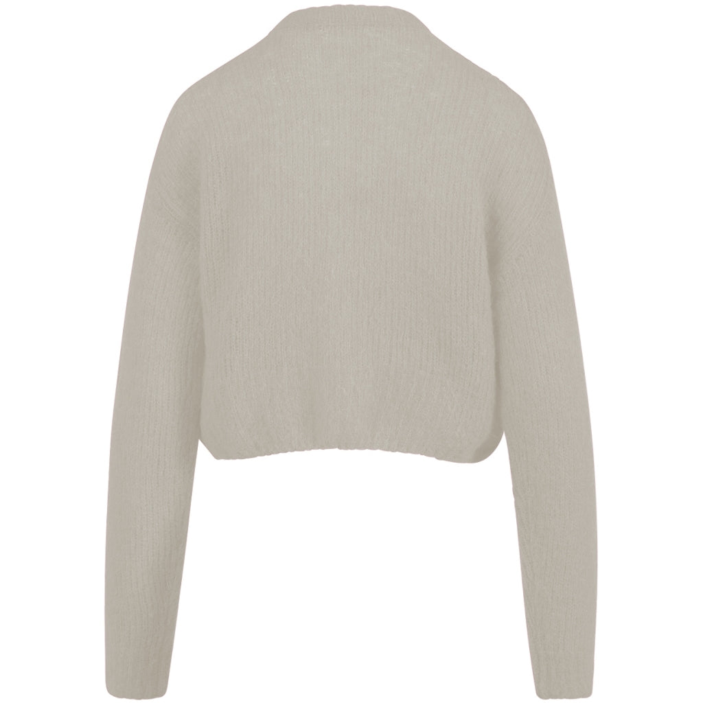 CROPPED STRIKKET CARDIGAN - Creme