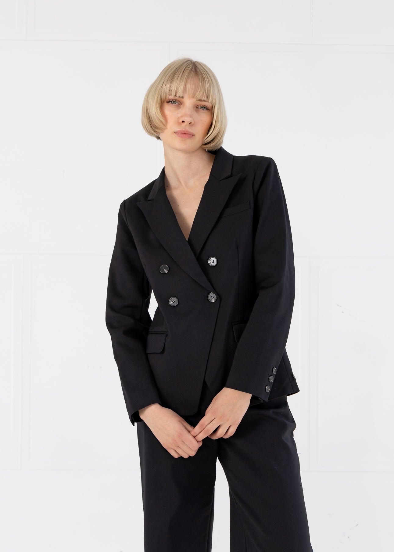 DOBBELTRADET BLAZER MED PRAKTISKE DETALJER - Black