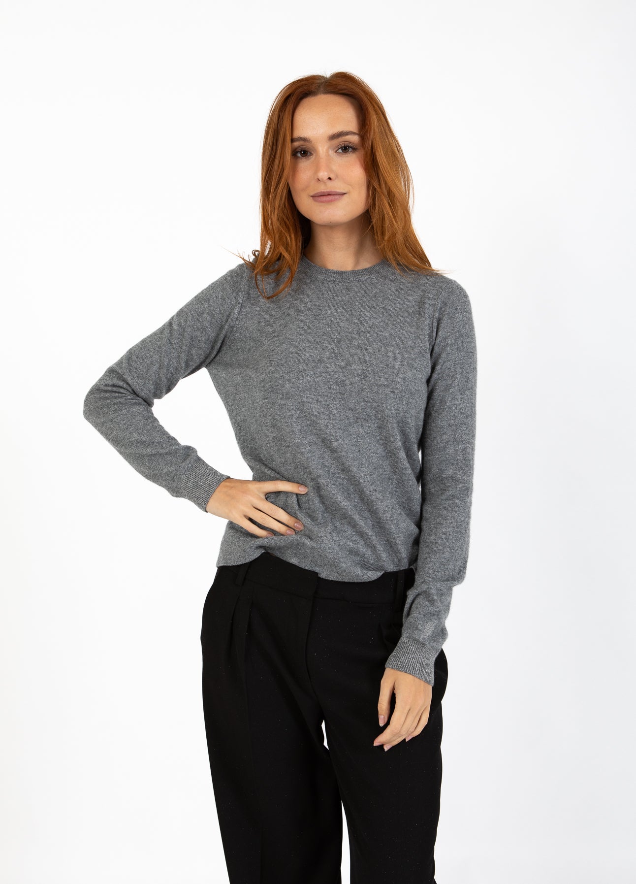 KASHMIR SWEATER - Grey melange