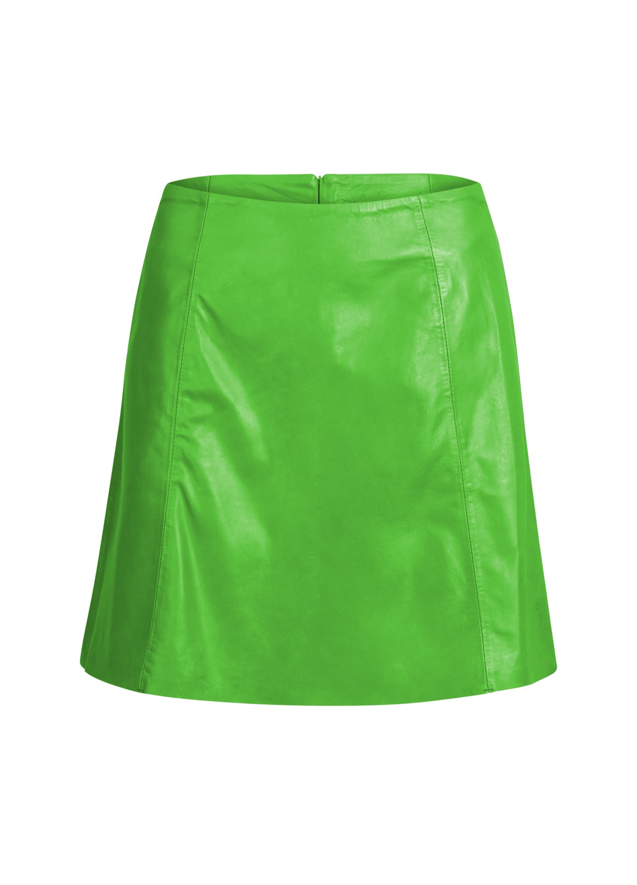 KORT A-SNIT LÆDERNEDERDEL - Flashy green