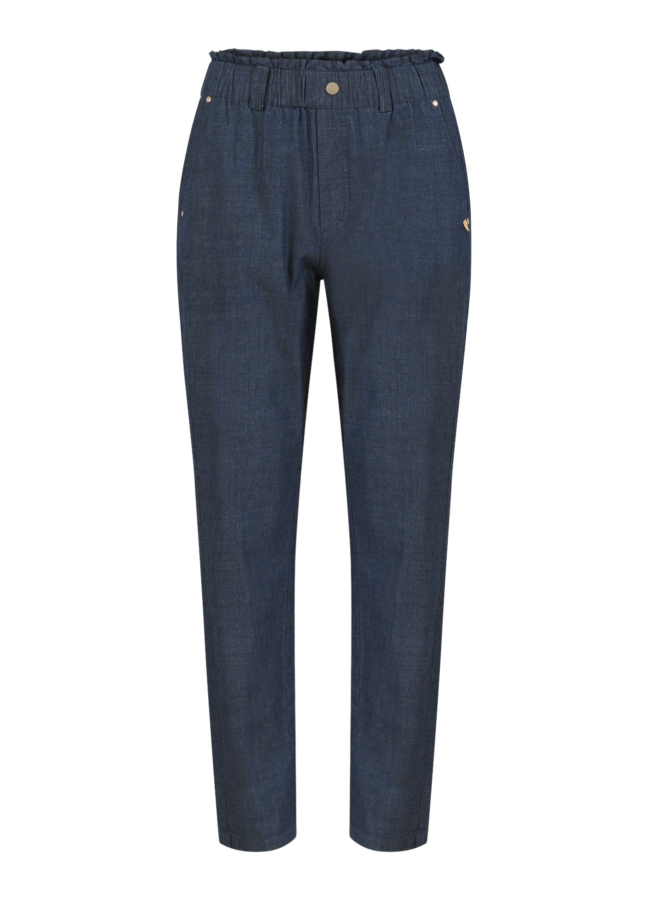 BUKSER MED ELASTISK TALJE - SILLE FIT - Medium blue denim