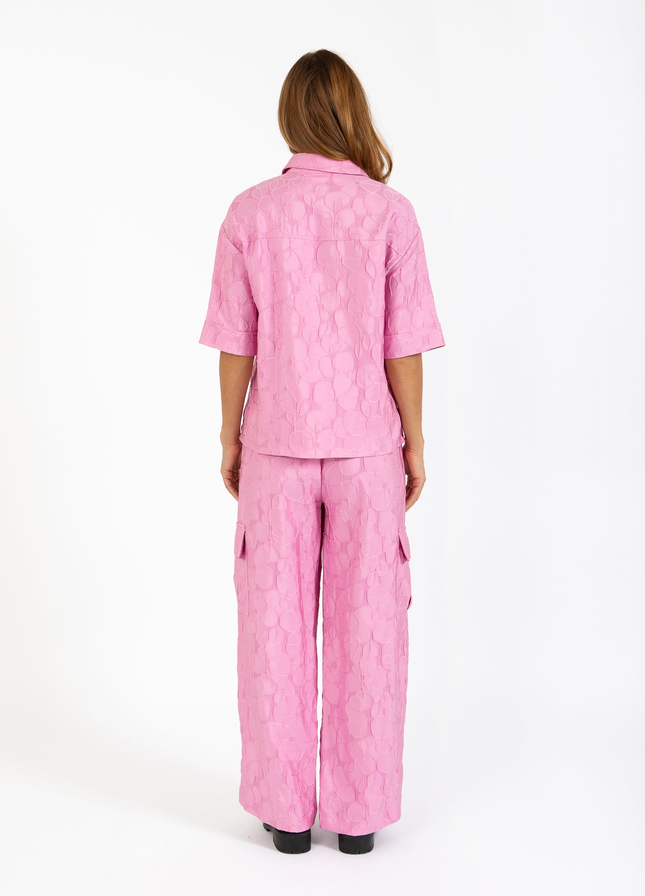 JACQUARD CARGO BUKSER - SILLE FIT - Magenta Mode