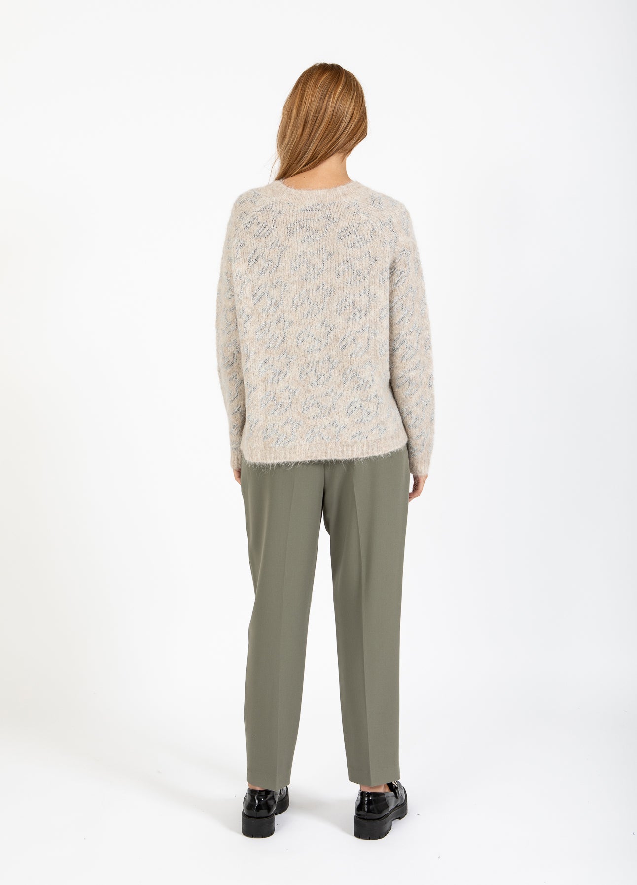 SØLV HOUNDSTOOTH STRIK - Creme/silver