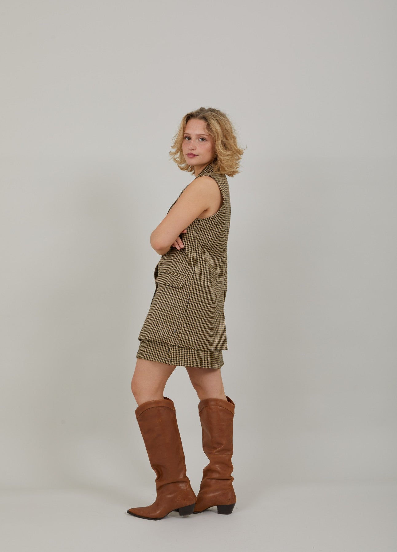 VEST I HOUNDSTOOTH - Beige houndstooth Mode