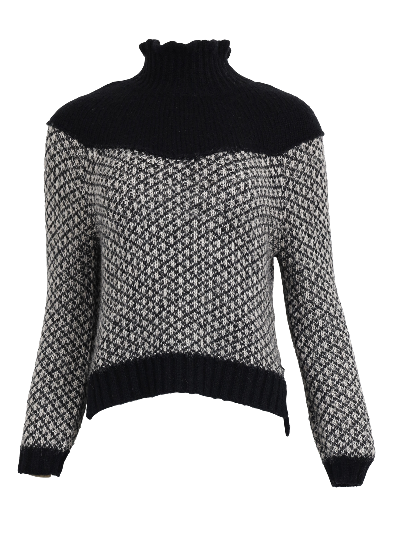 PRE-LOVED STRIK M. TOFARVET MØNSTER - Black and cream
