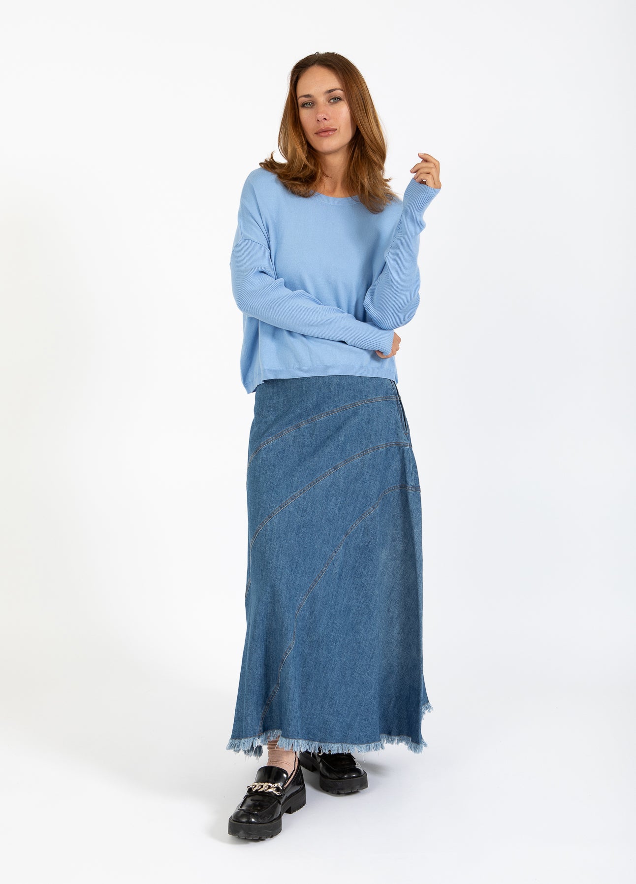 DENIM NEDERDEL - Denim blue