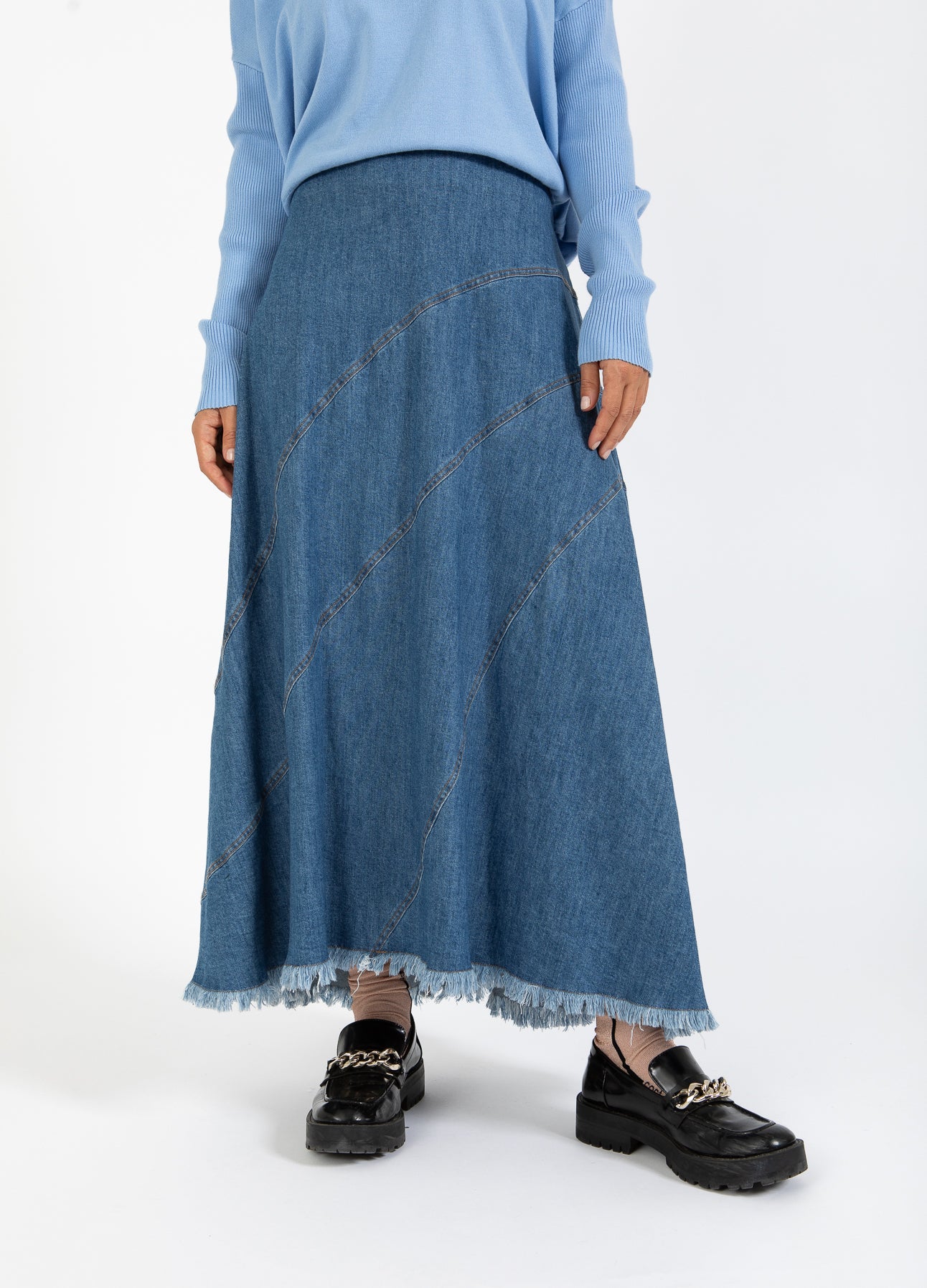 DENIM NEDERDEL - Denim blue