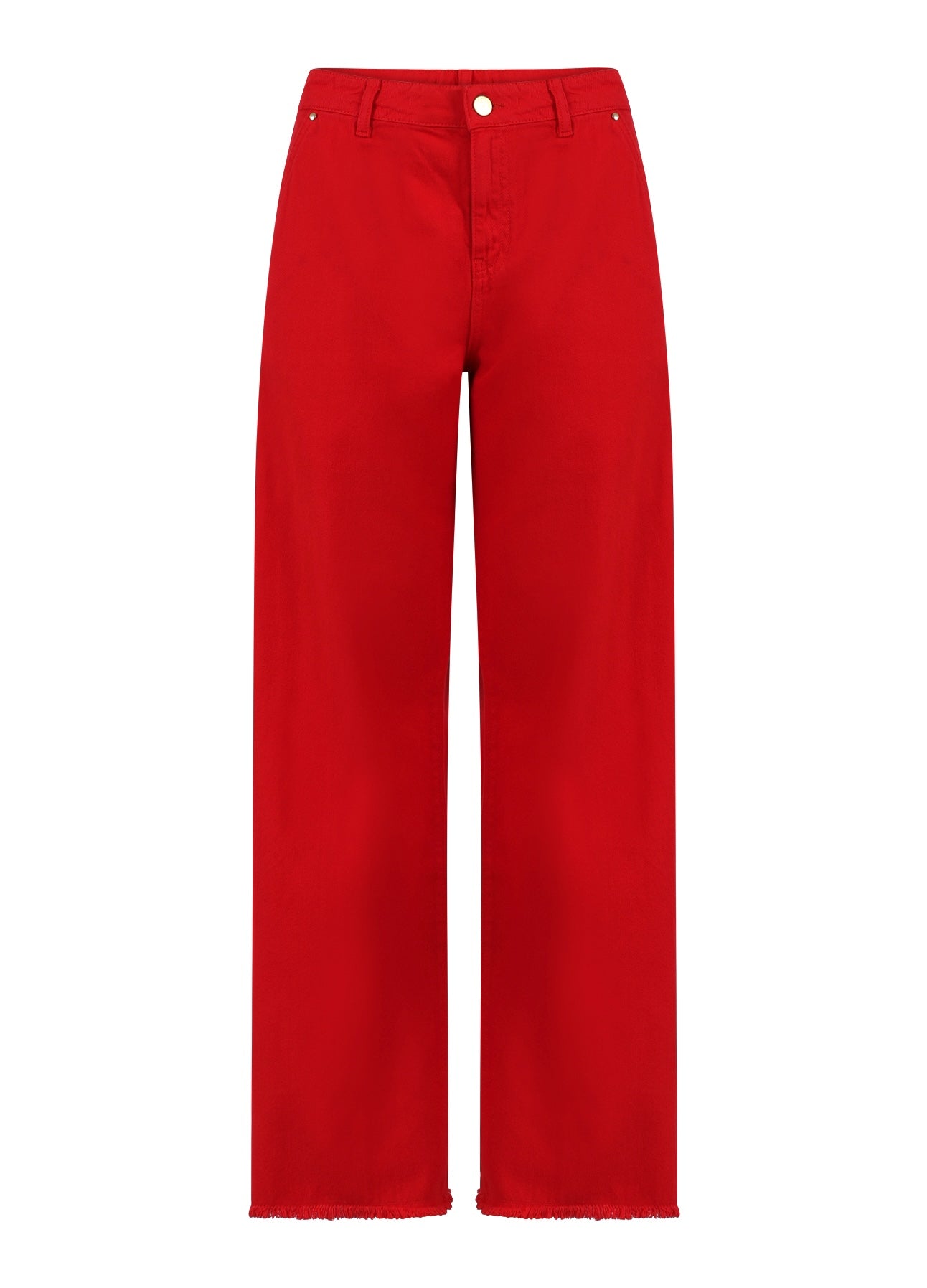 JEANS MED RÅ KANTER - PETRA FIT - Scarlet red på udsalg