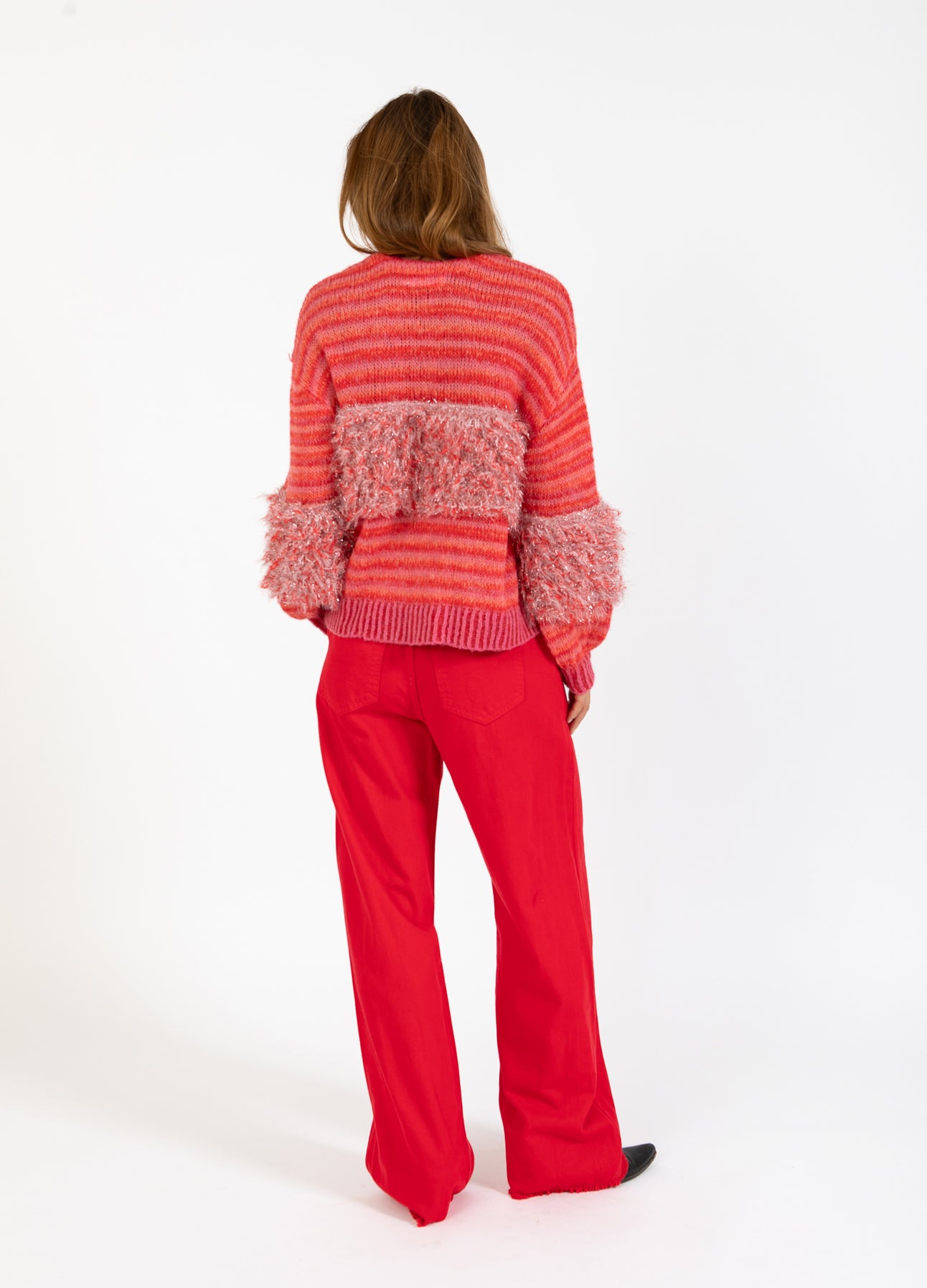JEANS MED RÅ KANTER - PETRA FIT - Scarlet red på udsalg