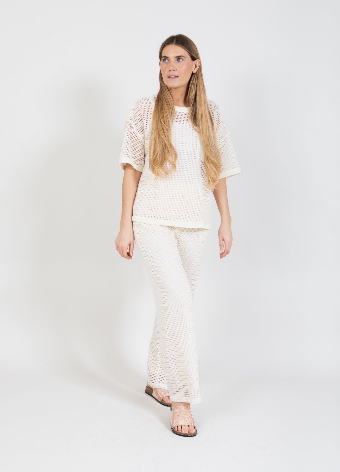 BUKSER I MESH - SILLE PASFORM - Creme