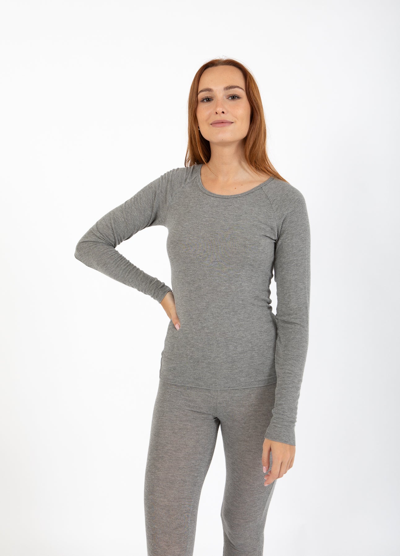 CC HEART LANA STRIK MED LANGE ÆRMER - Grey melange