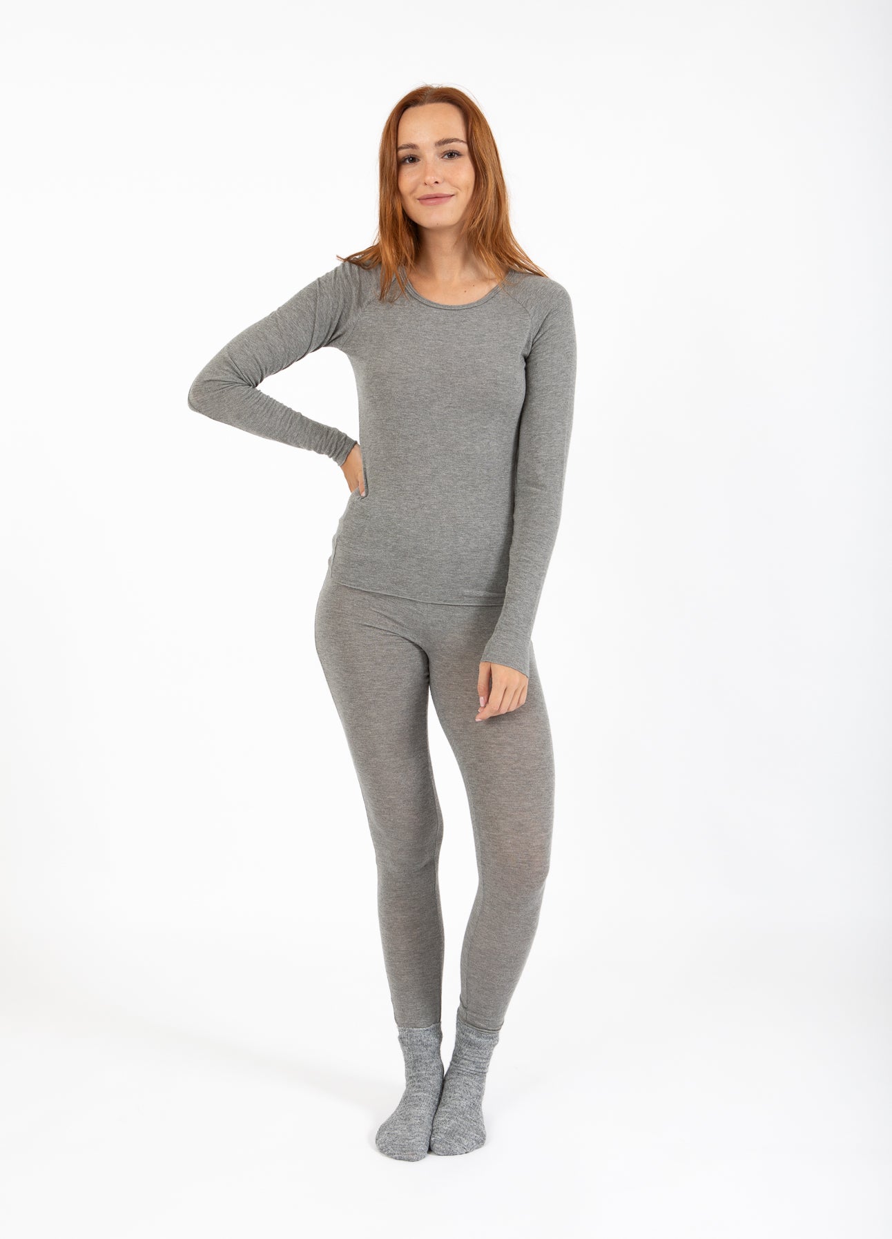 CC HEART LANA STRIK MED LANGE ÆRMER - Grey melange
