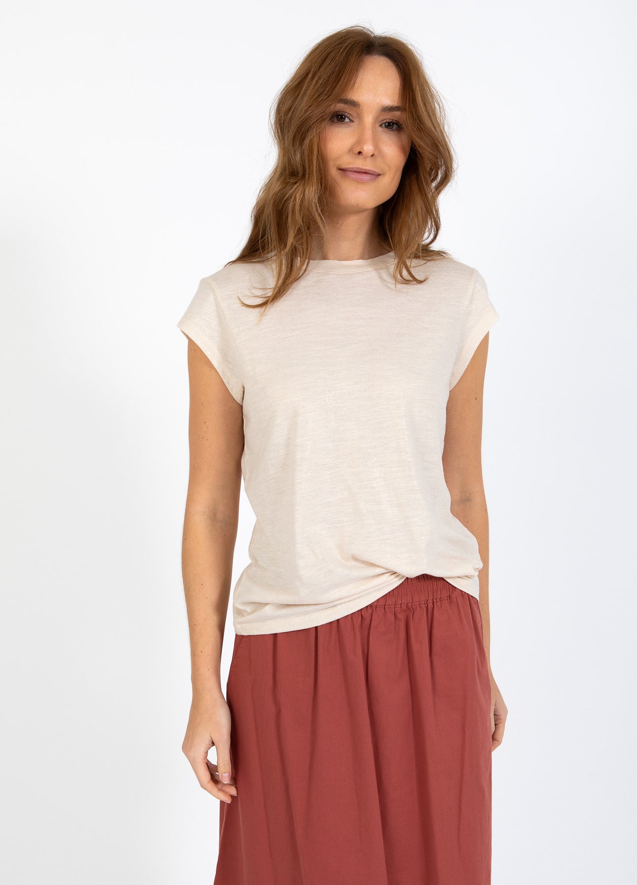 CC HEART METALLIC T-SHIRT - KORT ÆRME - Sand/gold